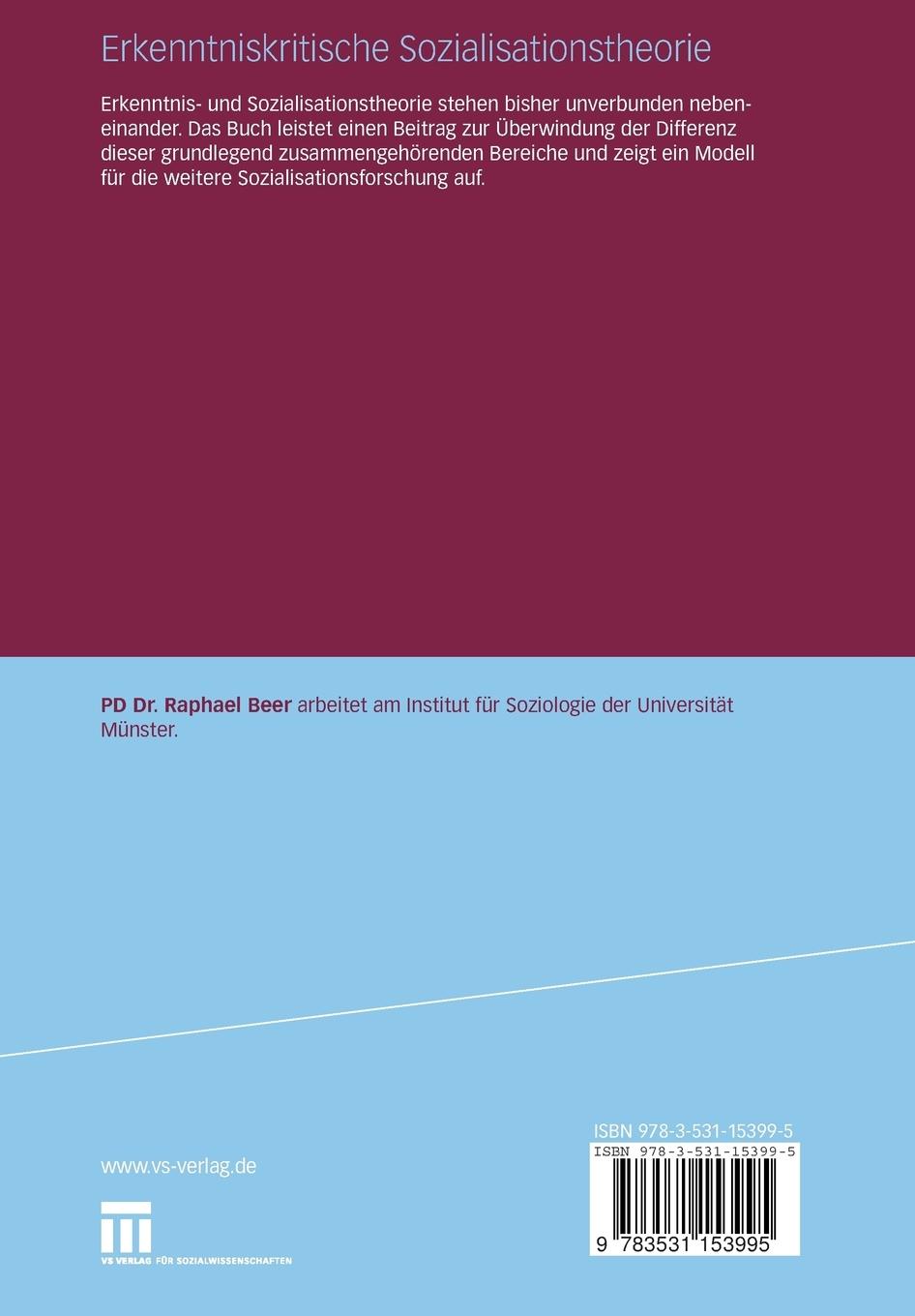 Rückseitencover Erkenntniskritische Sozialisationstheorie