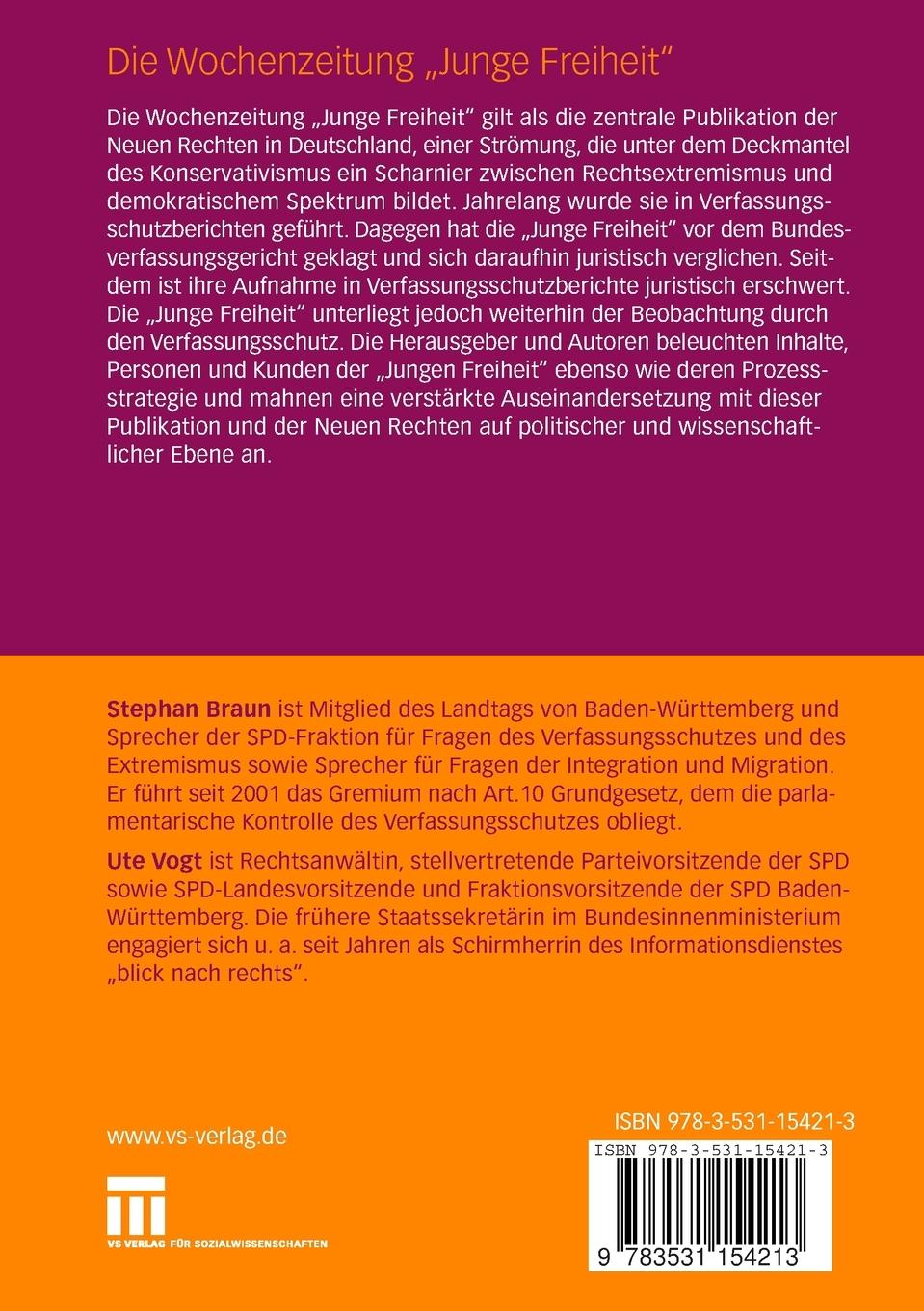 Rückseitencover Die Wochenzeitung "Junge Freiheit"