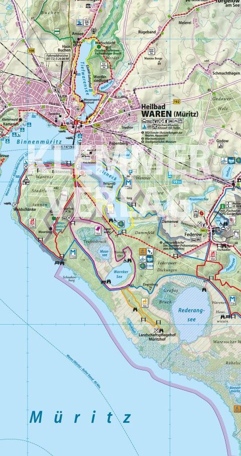Beispielinhalt (Bild) Rad- und Wanderkarte Rund um die Müritz 1 : 50 000