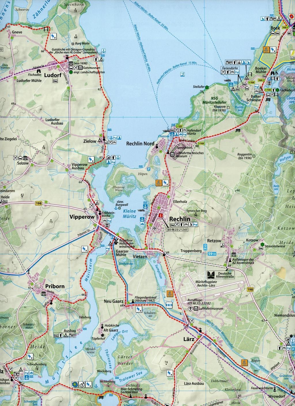 Beispielinhalt (Bild) Rad- und Wanderkarte Rund um die Müritz 1 : 50 000