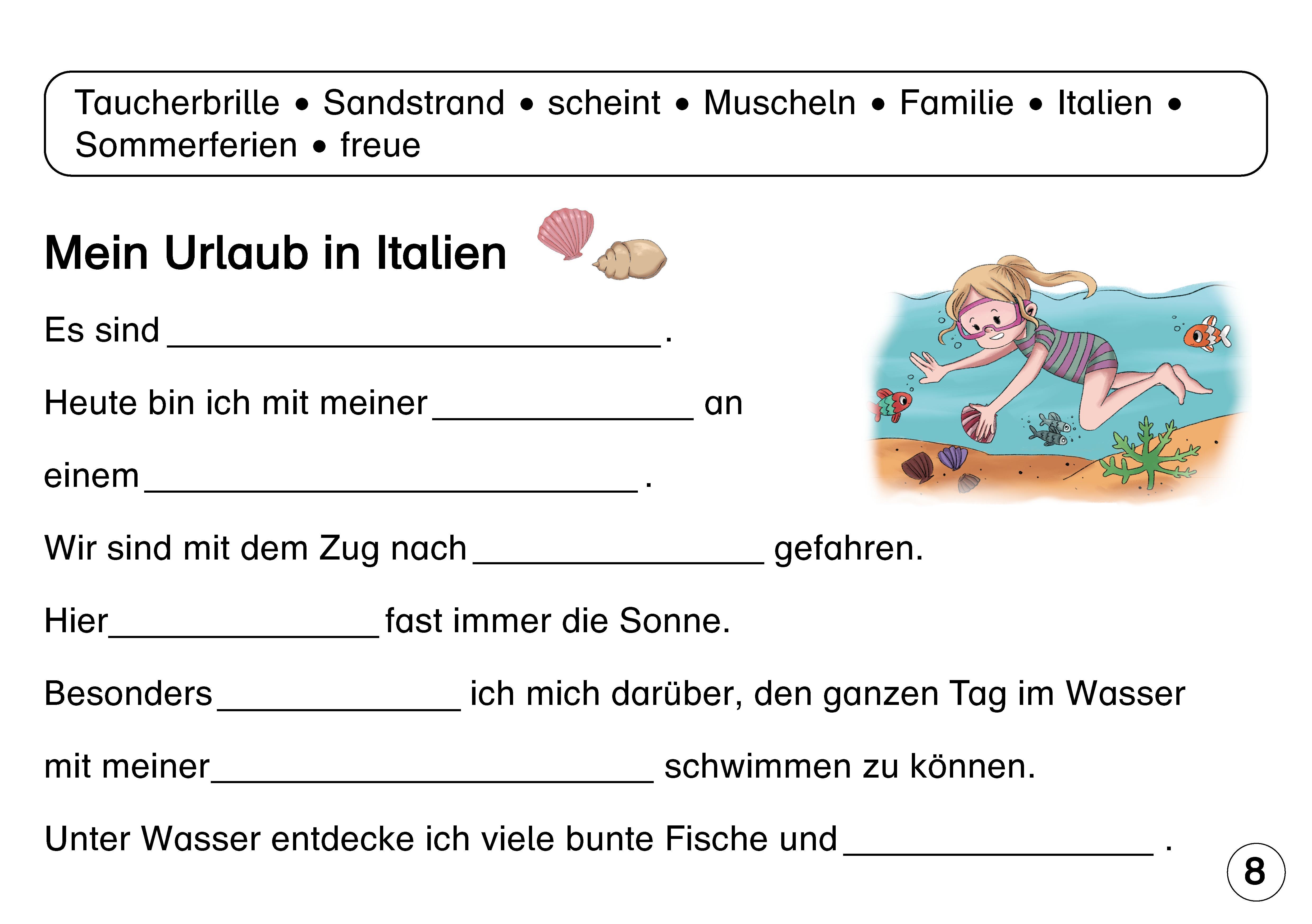 Beispielinhalt (Bild) Lückentexte Teil 1- Bildergeschichten