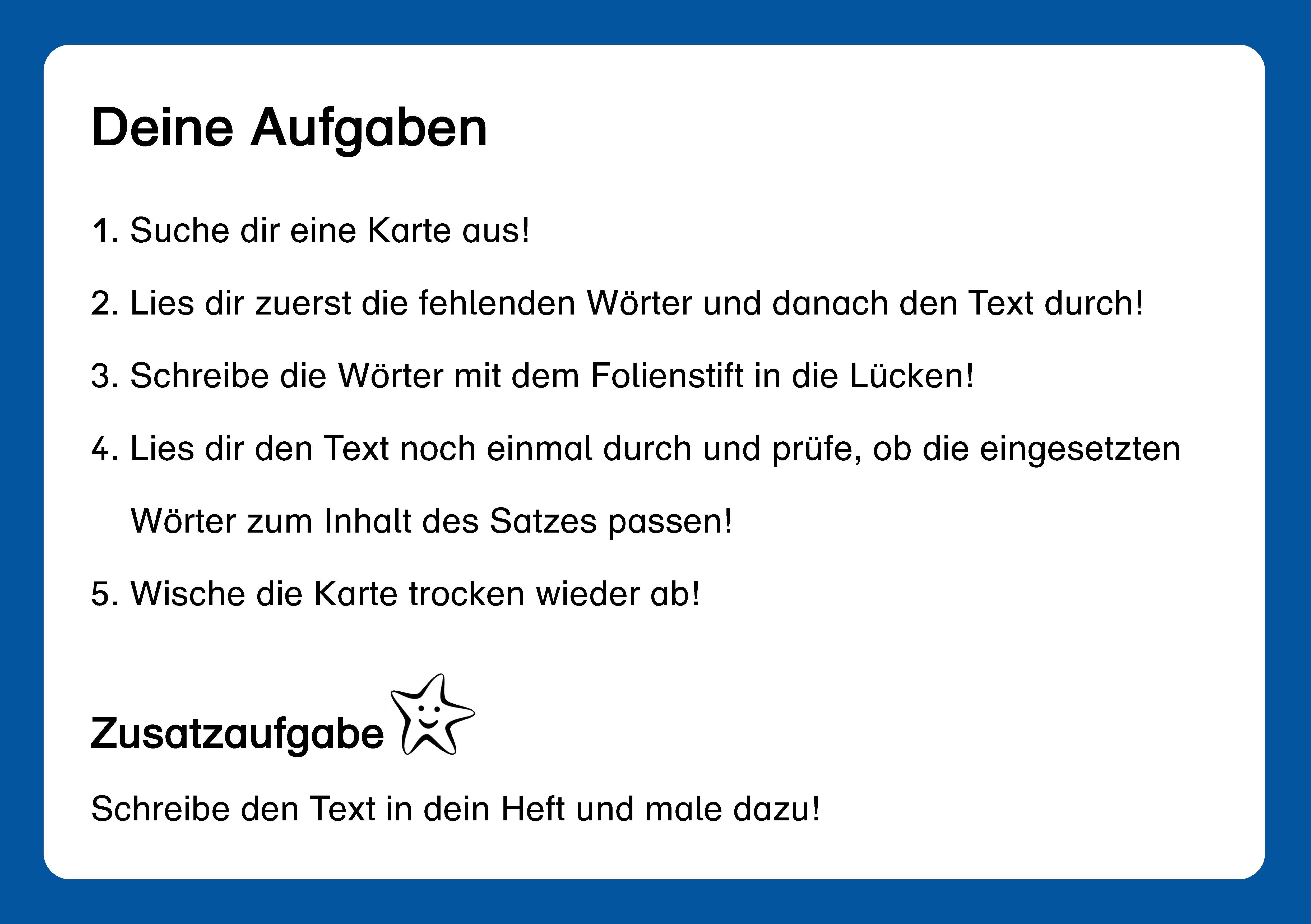 Beispielinhalt (Bild) Lückentexte Teil 1- Bildergeschichten