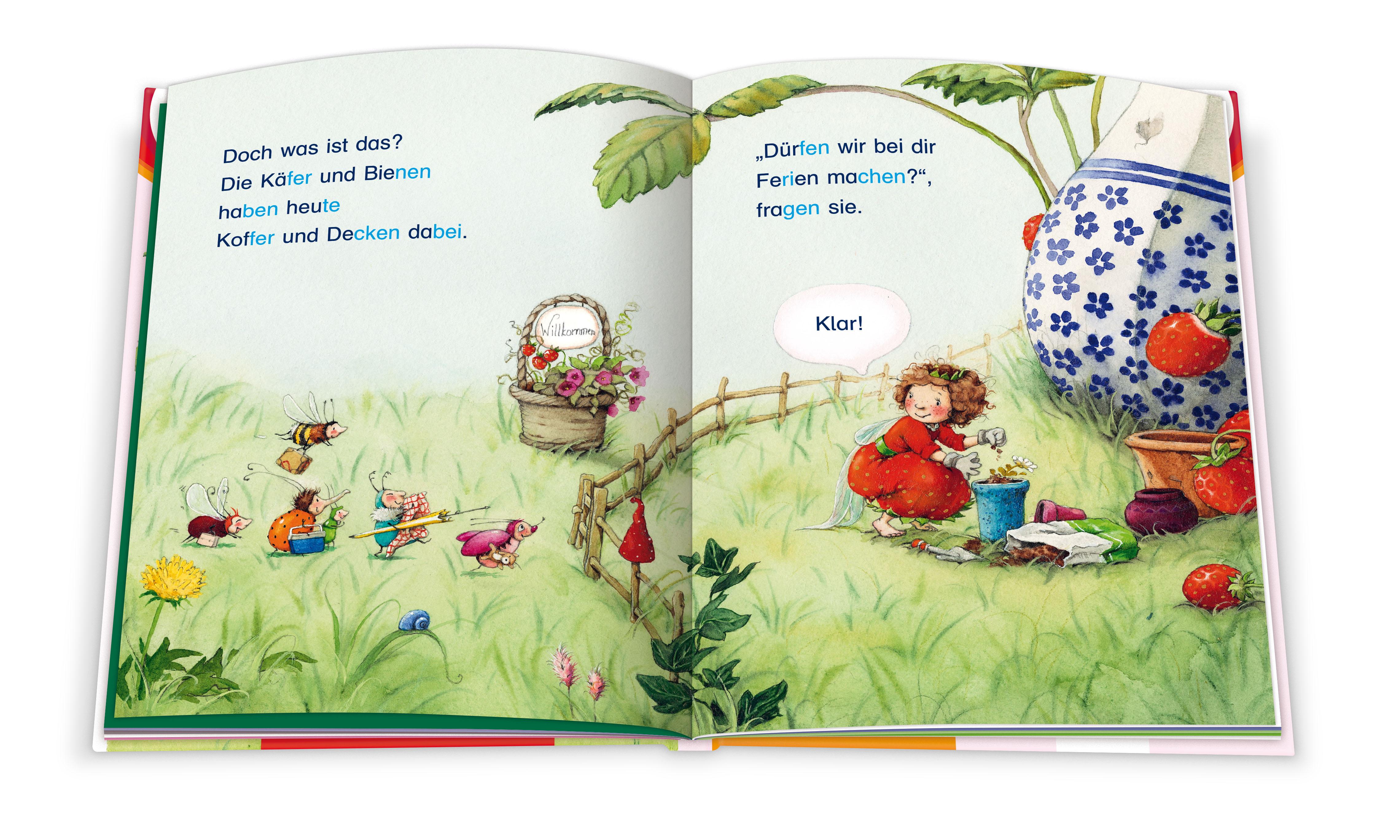 Beispielinhalt (Bild) Erdbeerinchen Erdbeerfee. Im Erdbeergarten ist was los