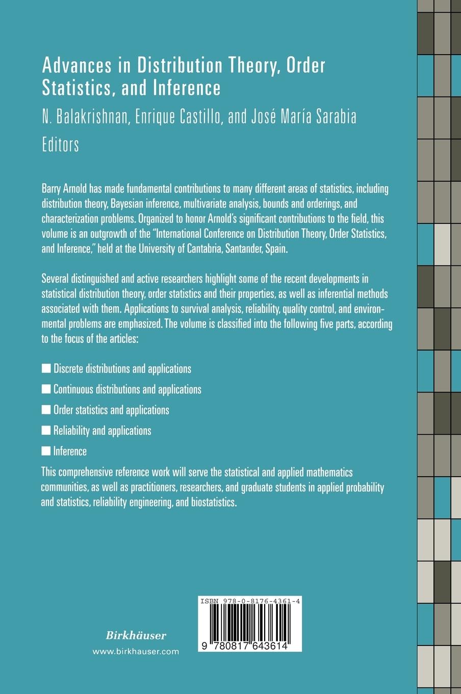 Rückseitencover Advances in Distribution Theory, Order Statistics, and Inference