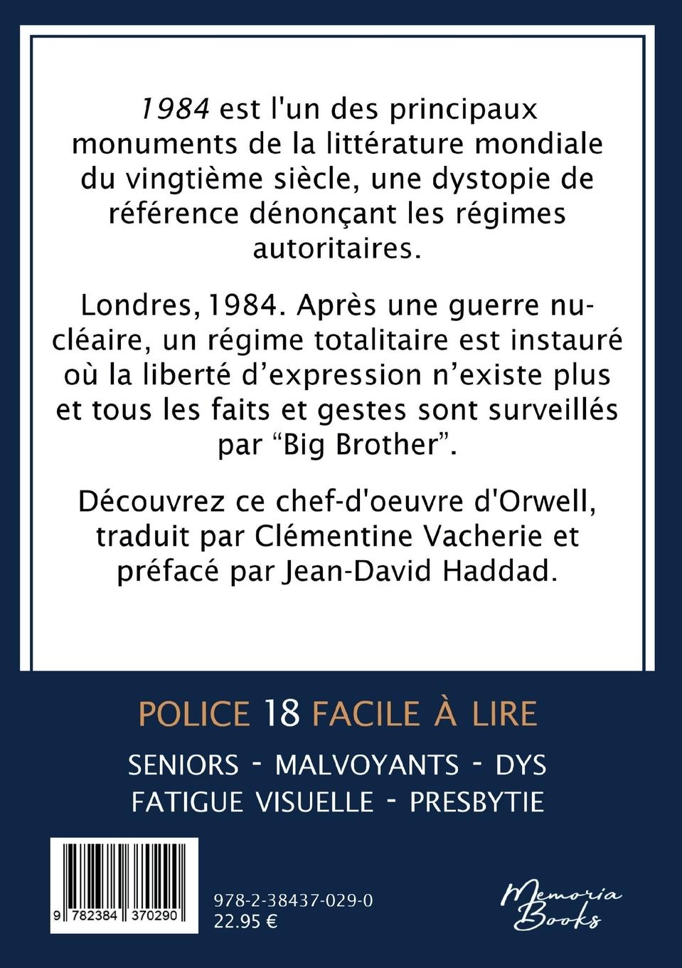 Rückseitencover 1984 en grands caractères