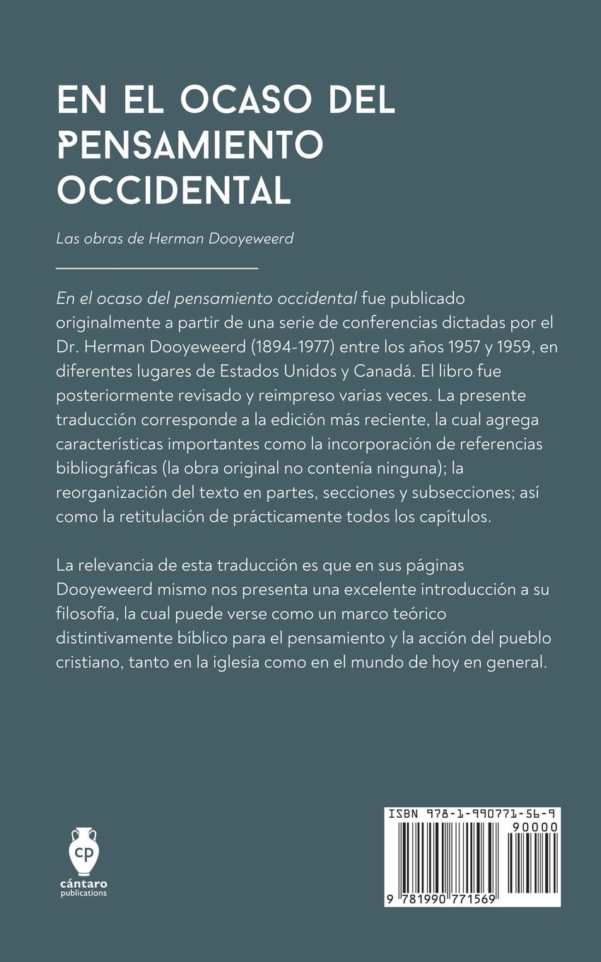 Rückseitencover En el ocaso del pensamiento occidental