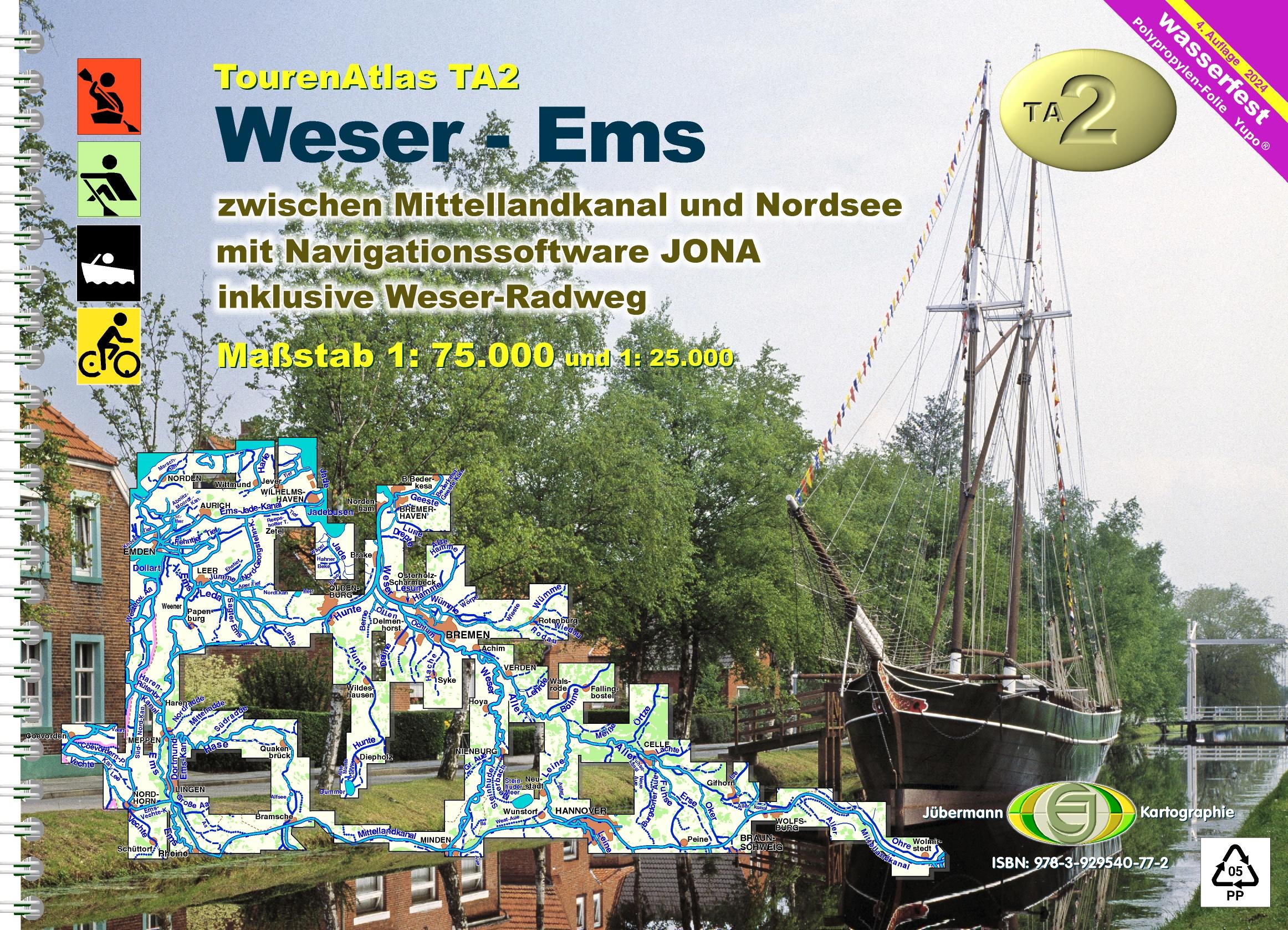 Vorderes Coverbild TourenAtlas TA2 Weser-Ems