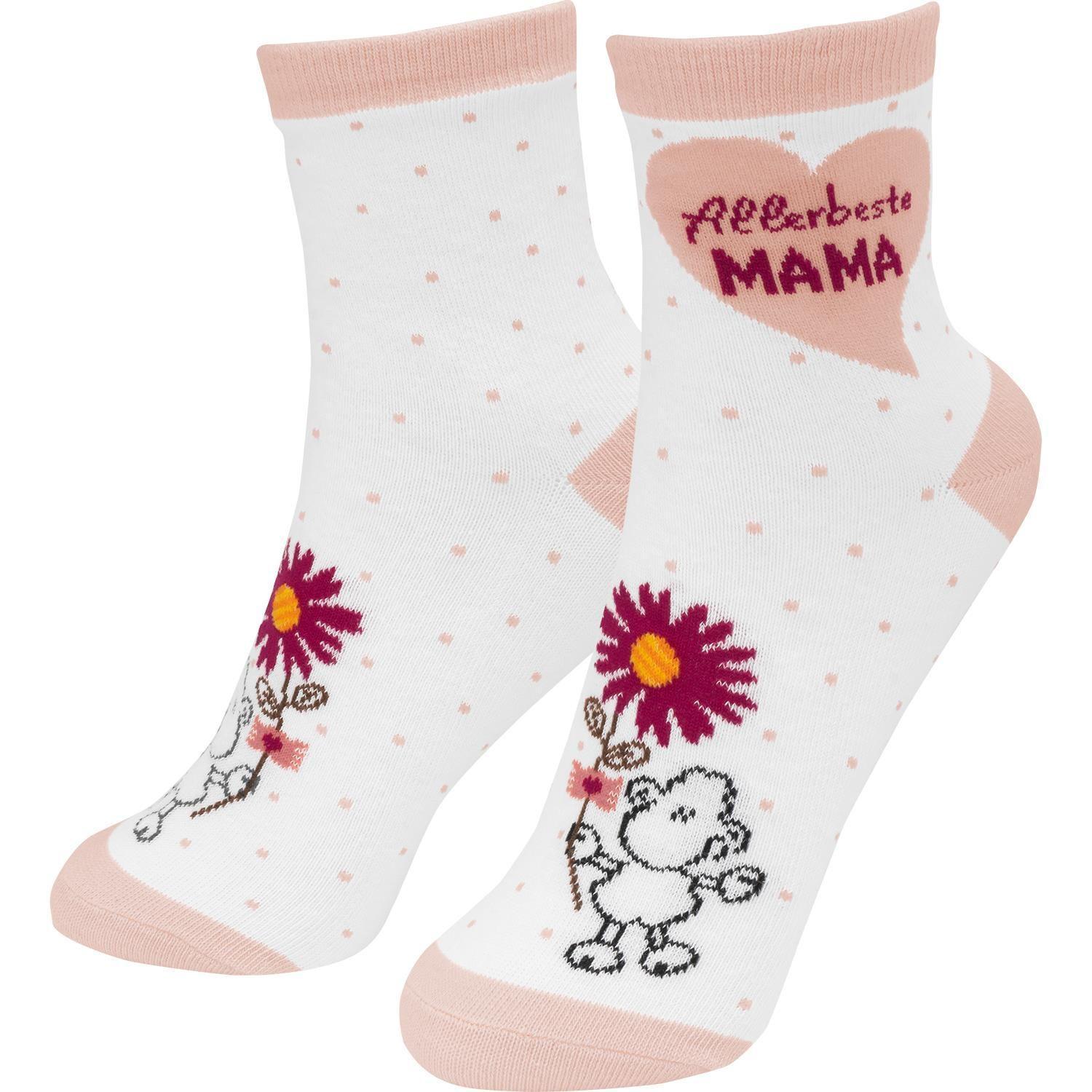 Beispielinhalt (Bild) Sheepworld Zaubersocken Motiv "Allerbeste Mama"