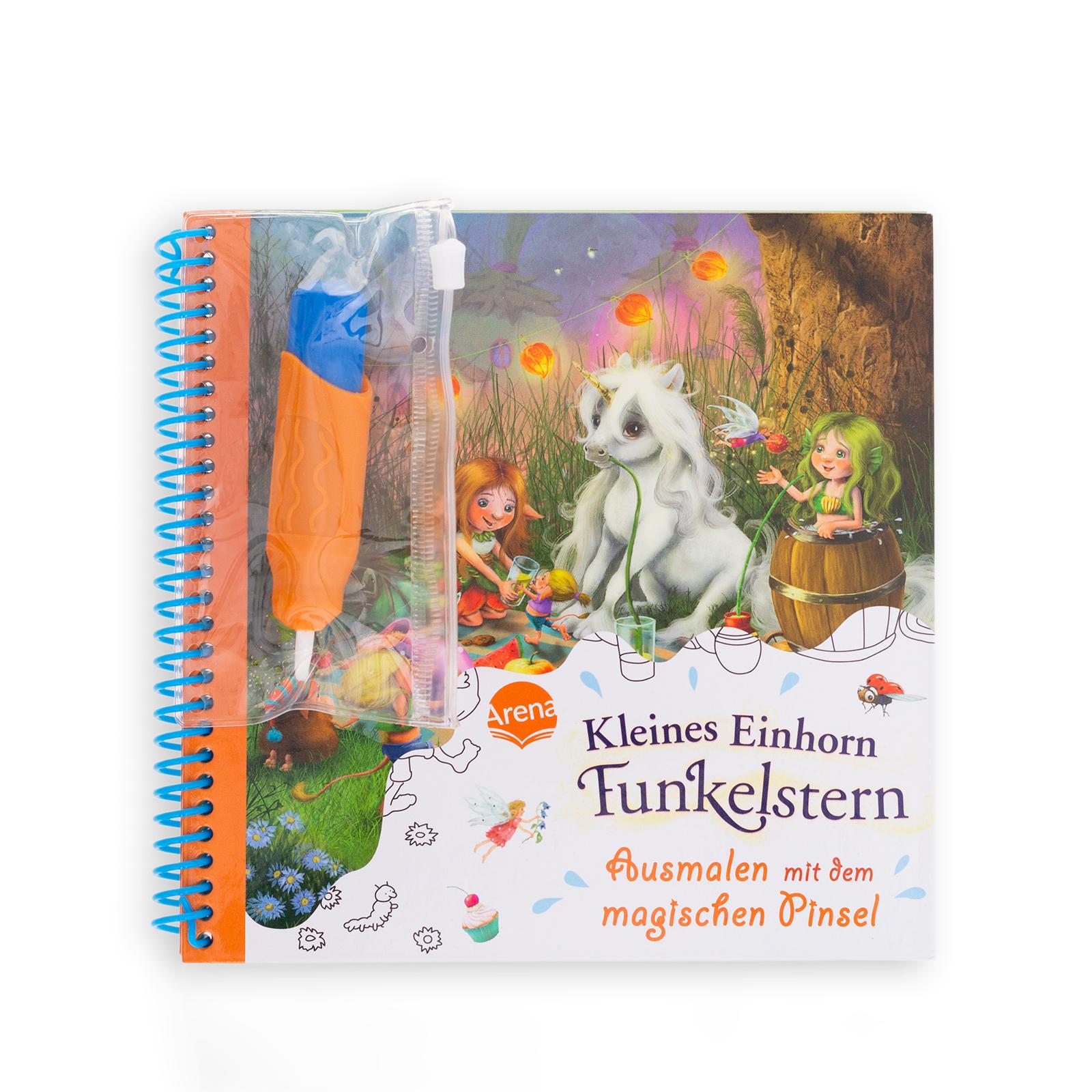 Vorderes Coverbild Ausmalen mit dem magischen Pinsel. Kleines Einhorn Funkelstern