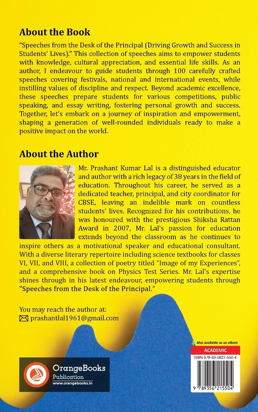 Rückseitencover Speeches from the Desk of the Principal (Driving Growth and Success in the Life of a Student)