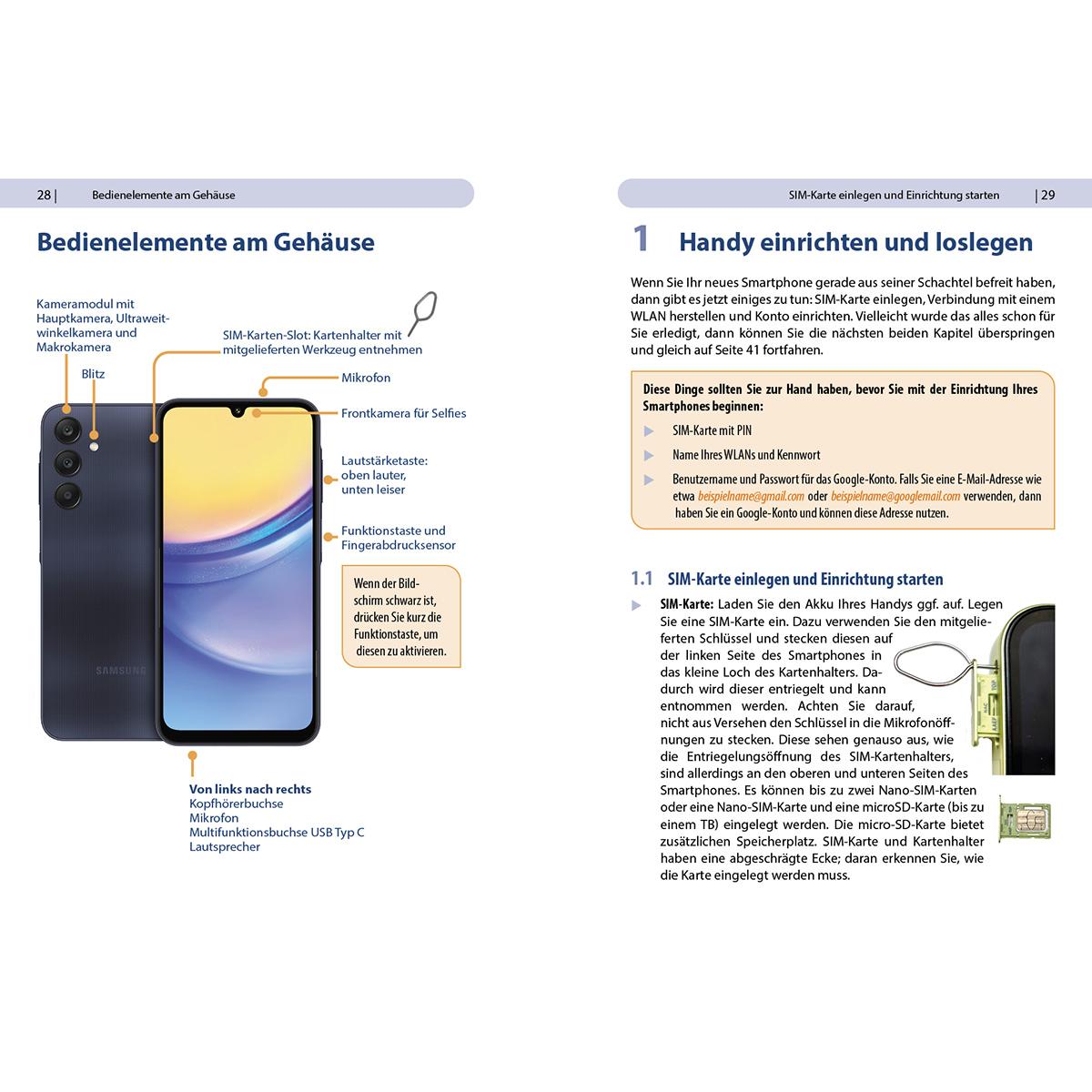 Beispielinhalt (Bild) Samsung Galaxy A15 / A15 5G - Für Einsteiger ohne Vorkenntnisse