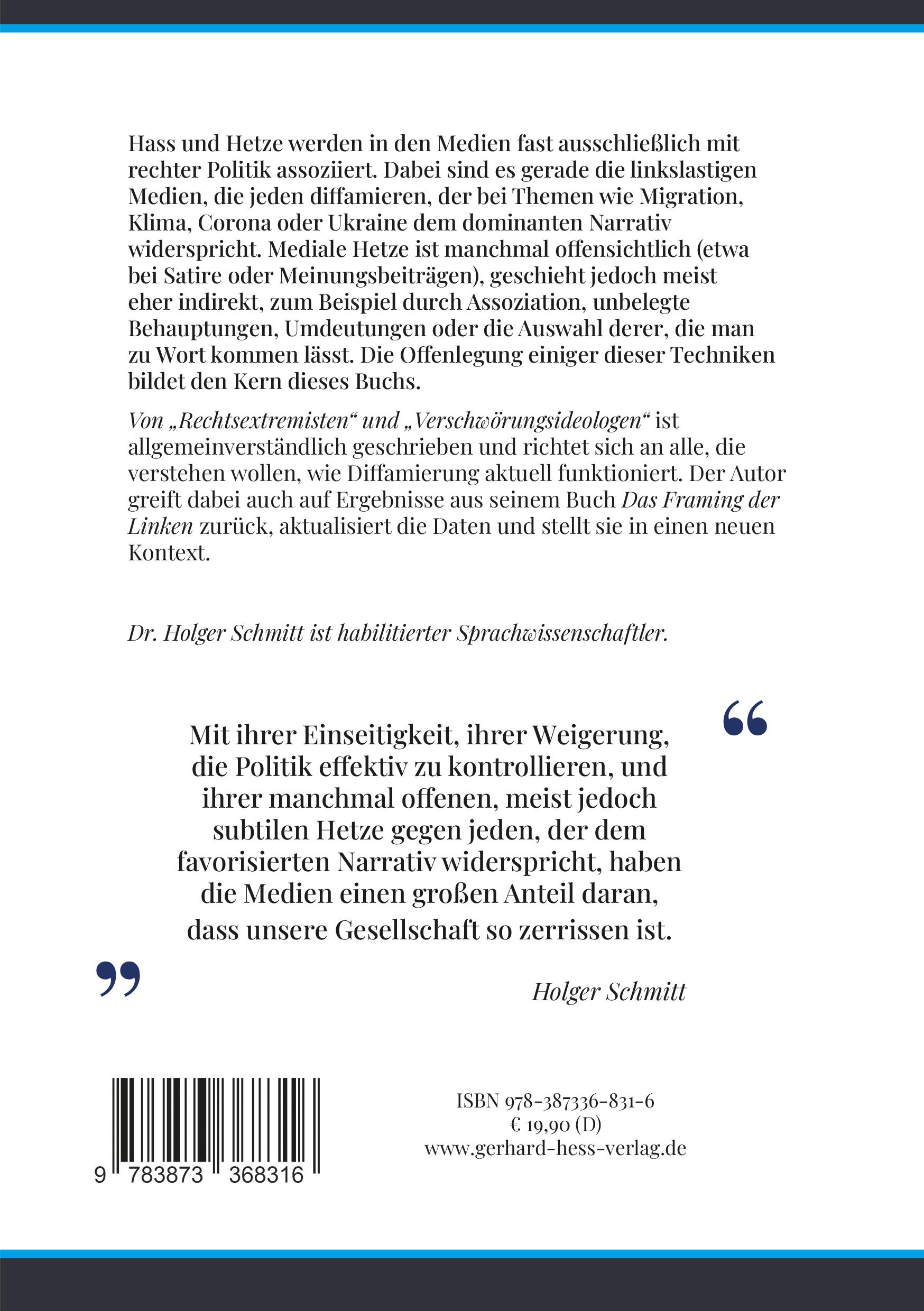 Rückseitencover Von "Rechtsextremisten" und "Verschwörungsideologen"