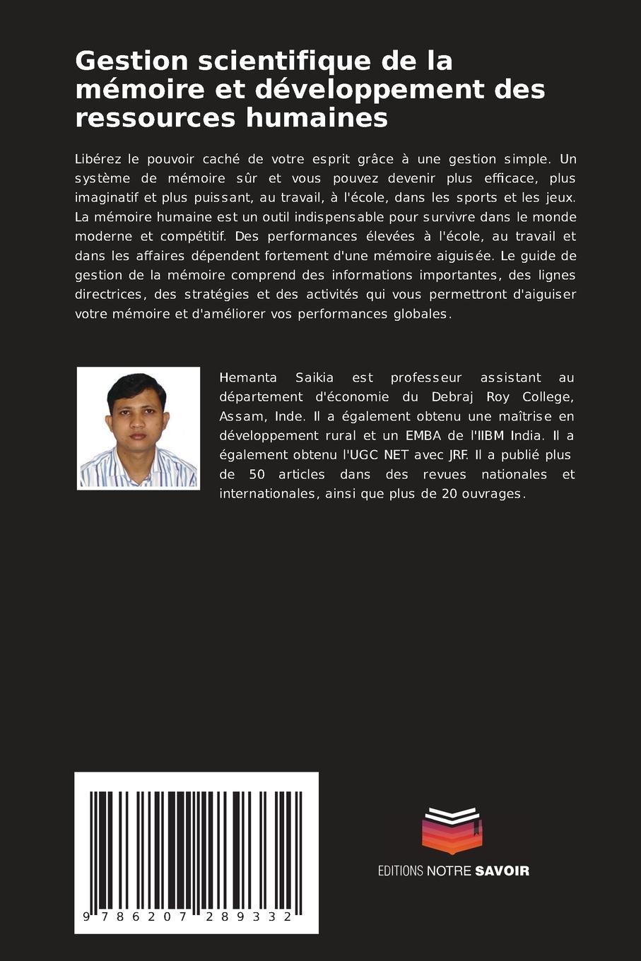 Rückseitencover Gestion scientifique de la mémoire et développement des ressources humaines