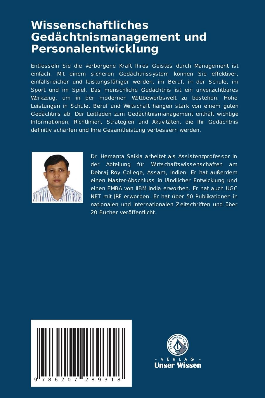 Rückseitencover Wissenschaftliches Gedächtnismanagement und Personalentwicklung