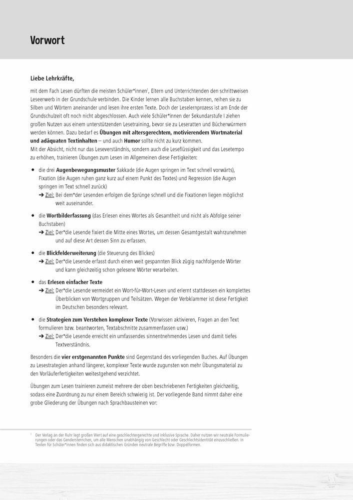 Beispielinhalt (Bild) Lesetraining in der Sekundarstufe I