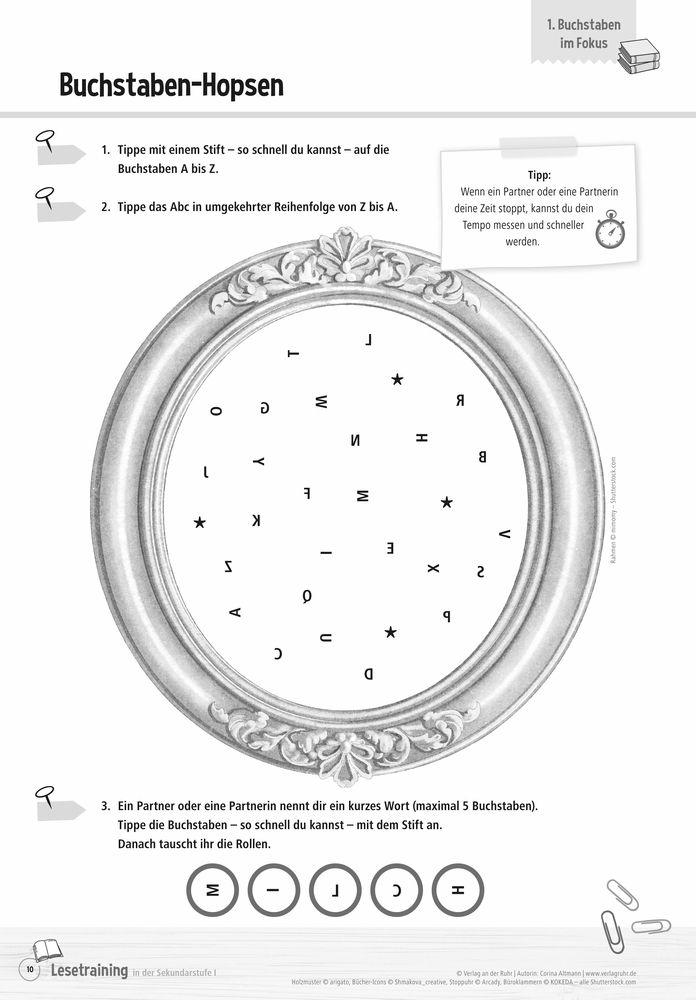 Beispielinhalt (Bild) Lesetraining in der Sekundarstufe I