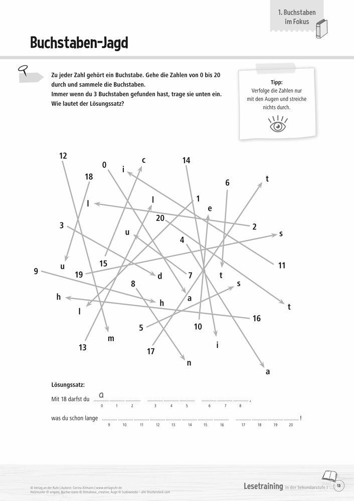 Beispielinhalt (Bild) Lesetraining in der Sekundarstufe I