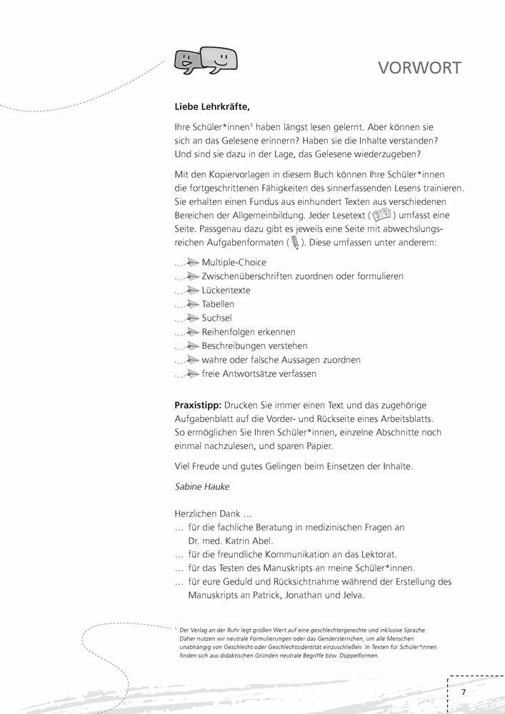 Beispielinhalt (Bild) 100 x Textverständnis, Band 2