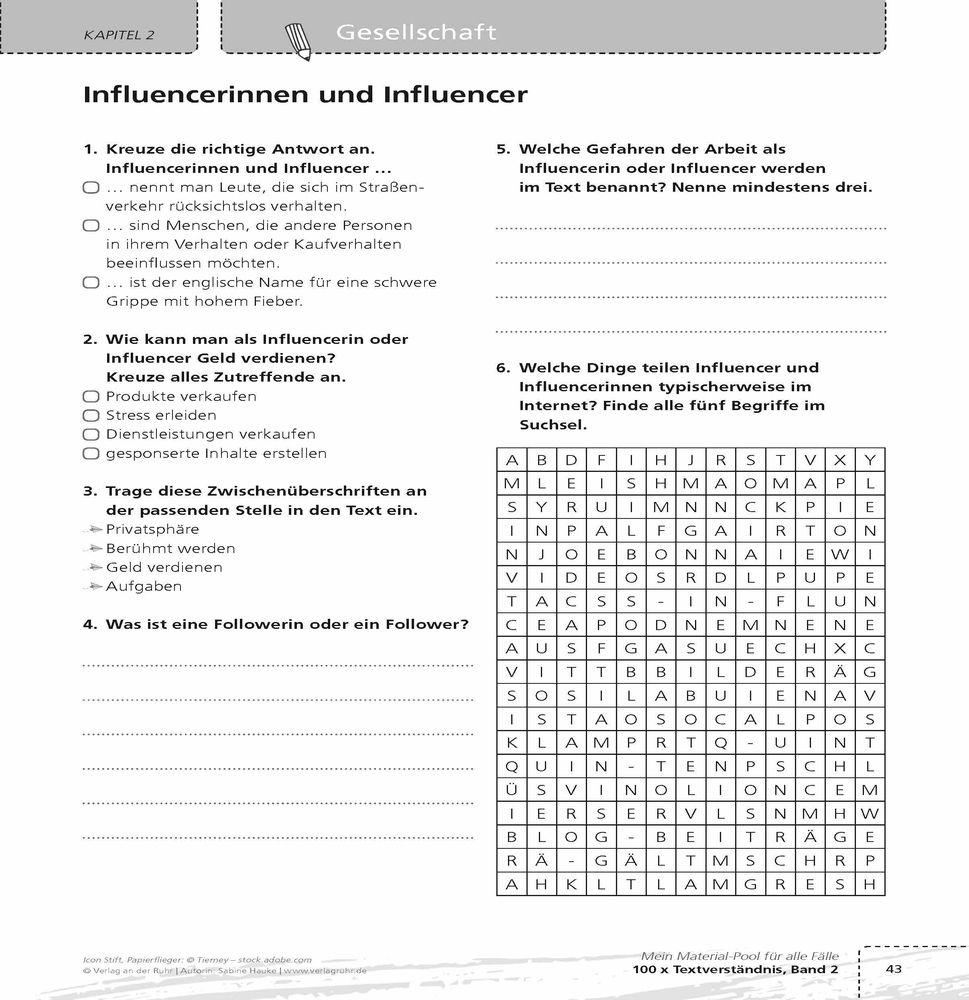 Beispielinhalt (Bild) 100 x Textverständnis, Band 2
