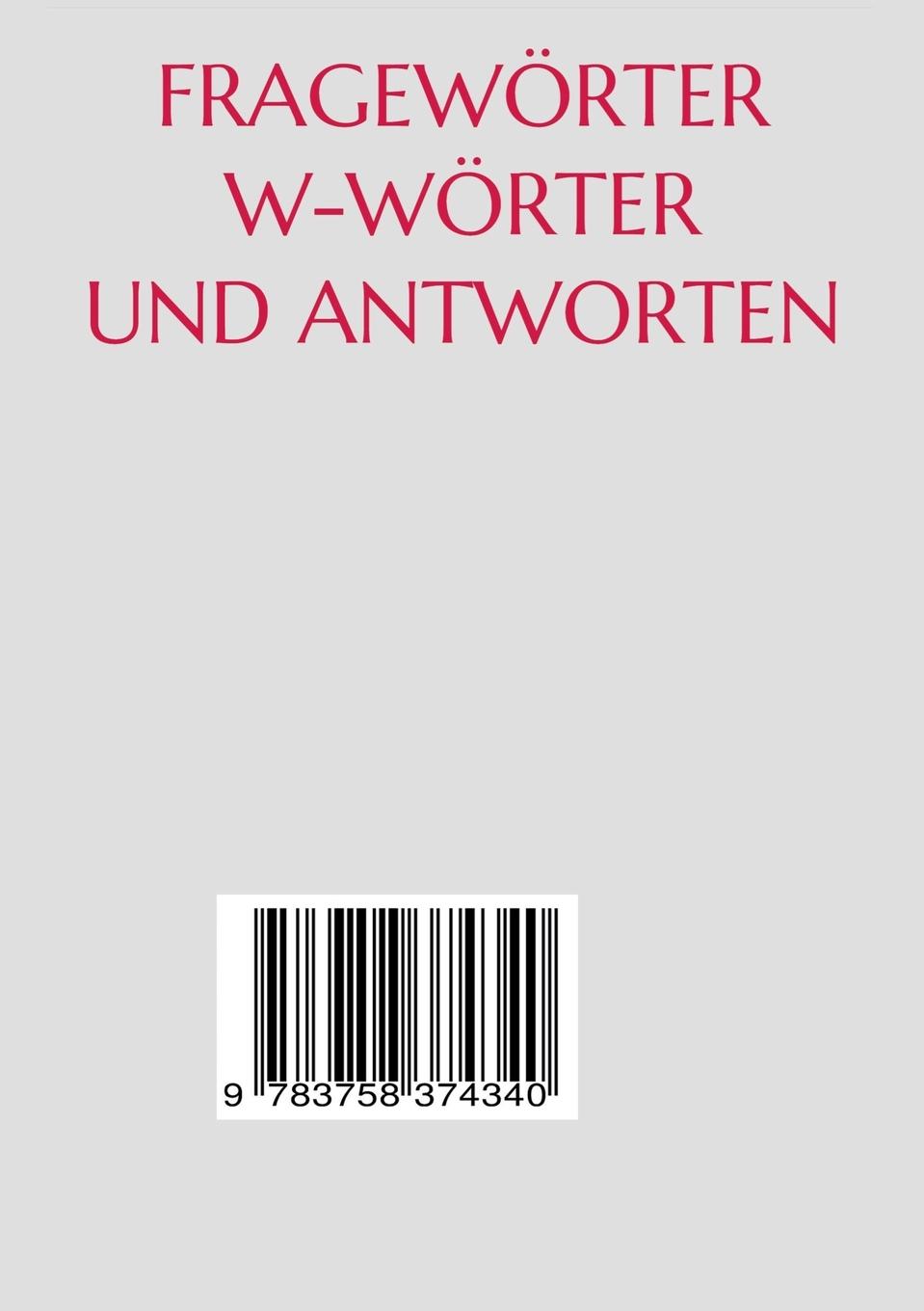 Rückseitencover Fragewörter W-Wörter und Antworten
