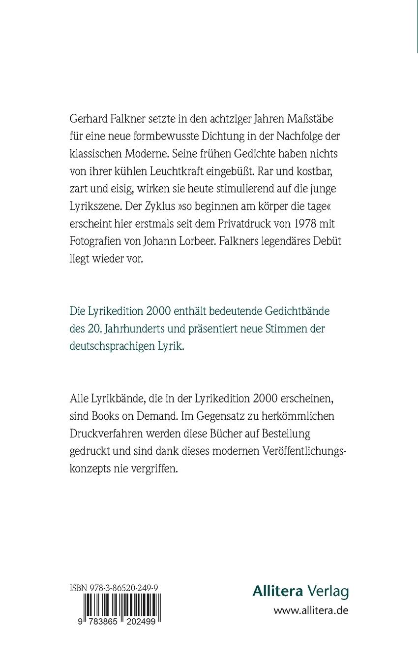 Rückseitencover so beginnen am körper die tage