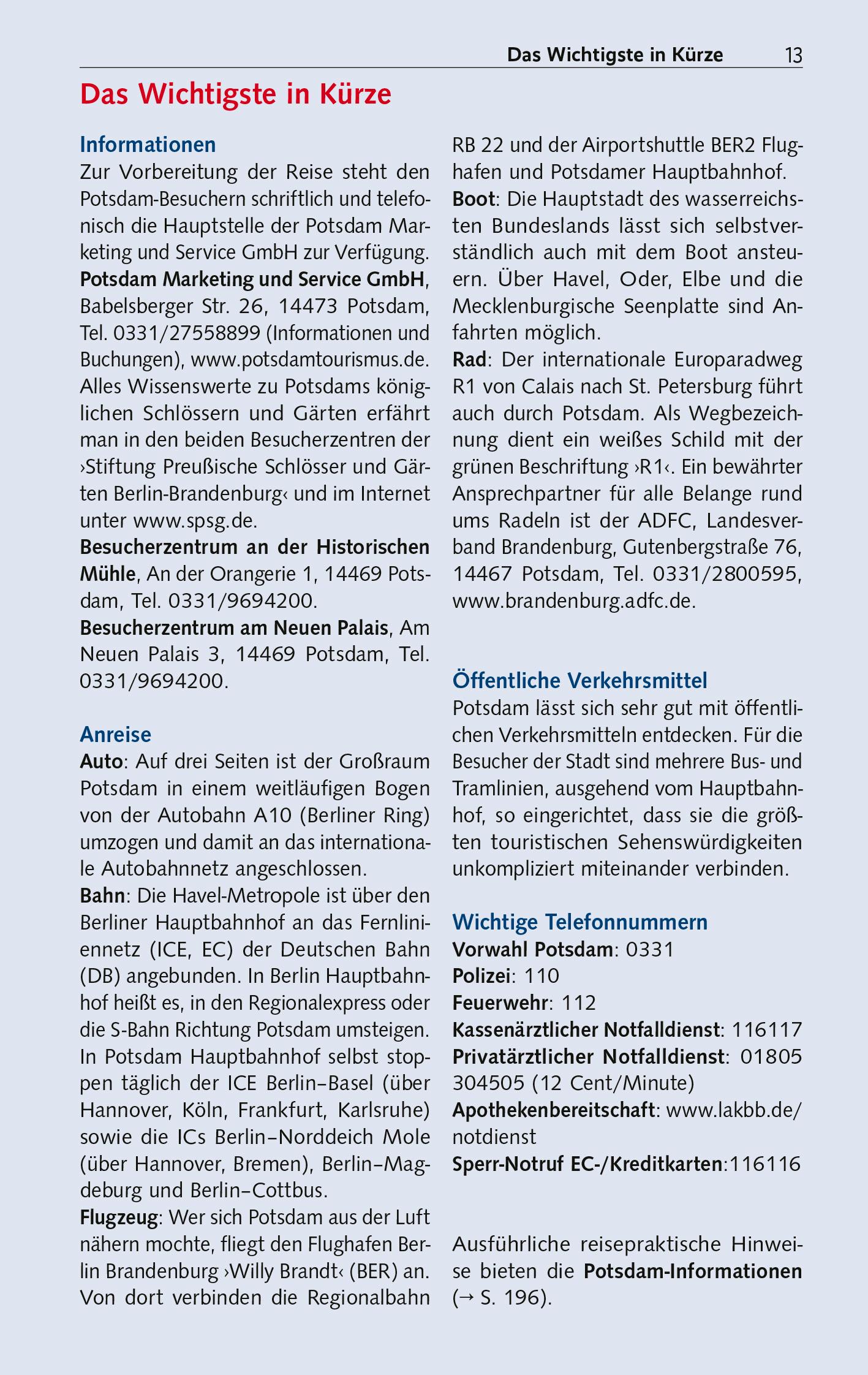 Beispielinhalt (Bild) TRESCHER Reiseführer Potsdam