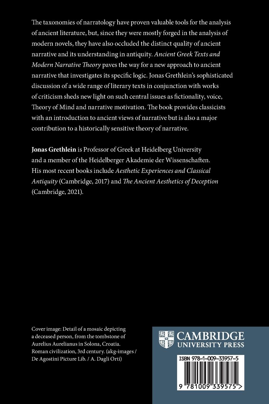 Rückseitencover Ancient Greek Texts and Modern Narrative Theory