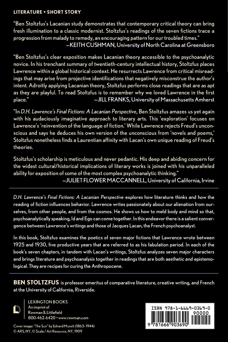 Rückseitencover D.H. Lawrence's Final Fictions