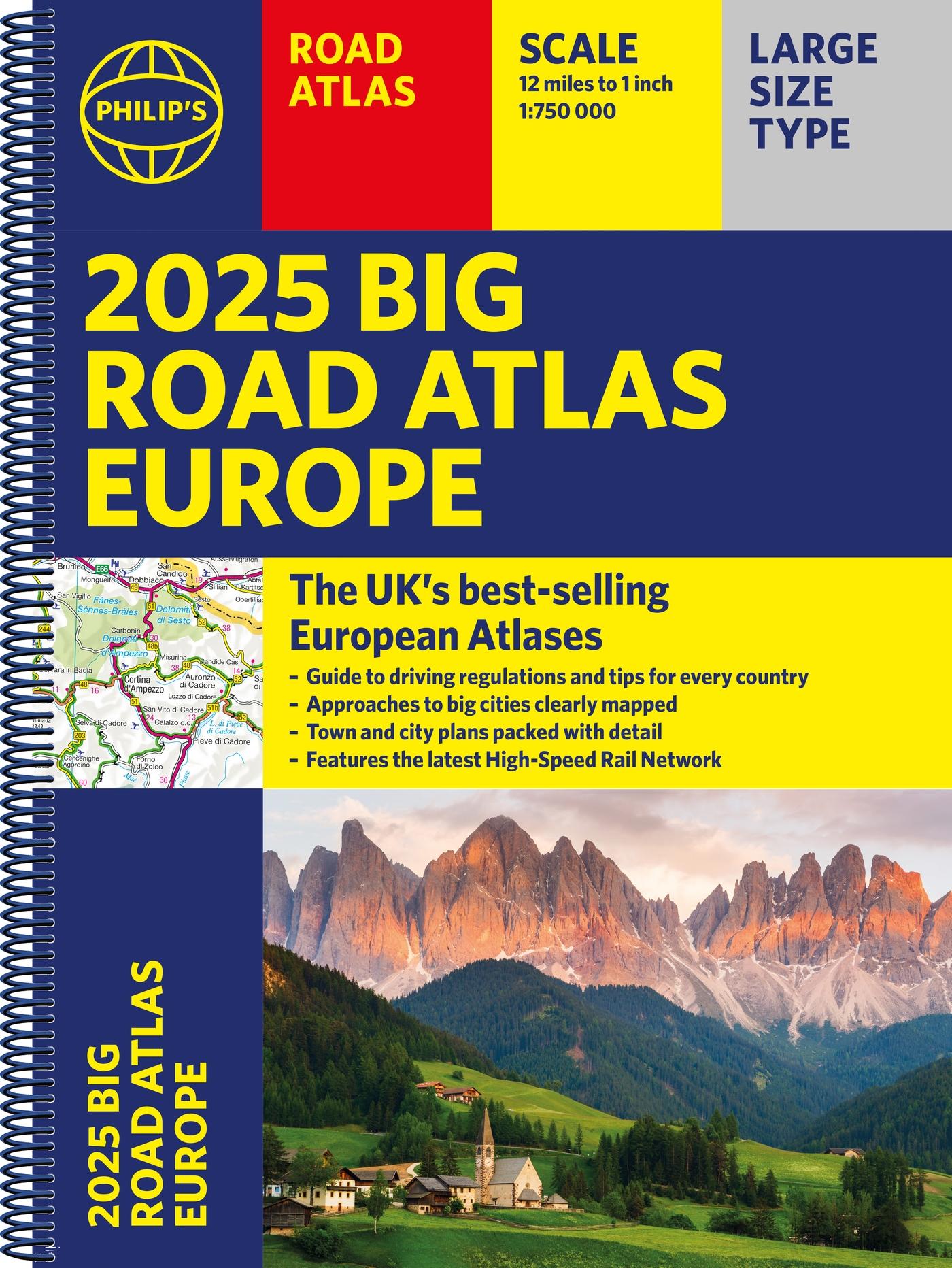 Vorderes Coverbild 2025 Philip's Big Road Atlas of Europe