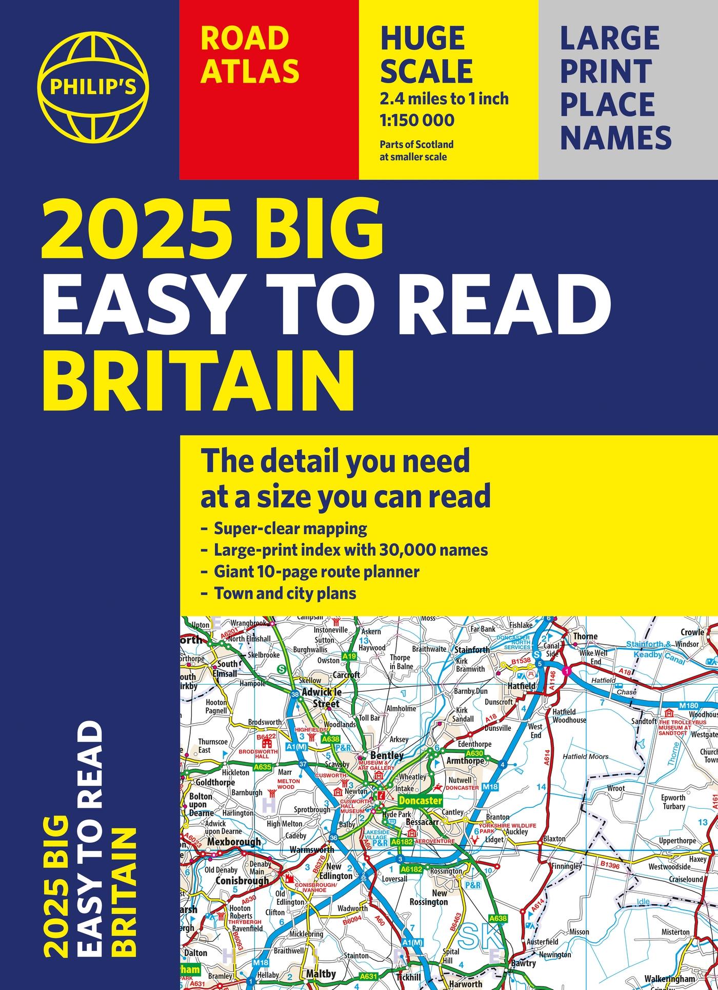 Vorderes Coverbild 2025 Philip's Big Easy to Read Britain Road Atlas