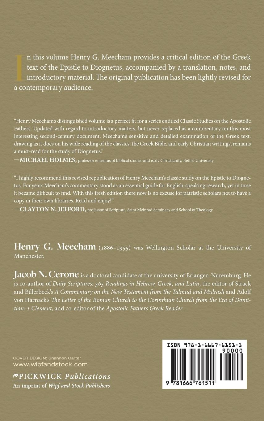 Rückseitencover The Epistle to Diognetus