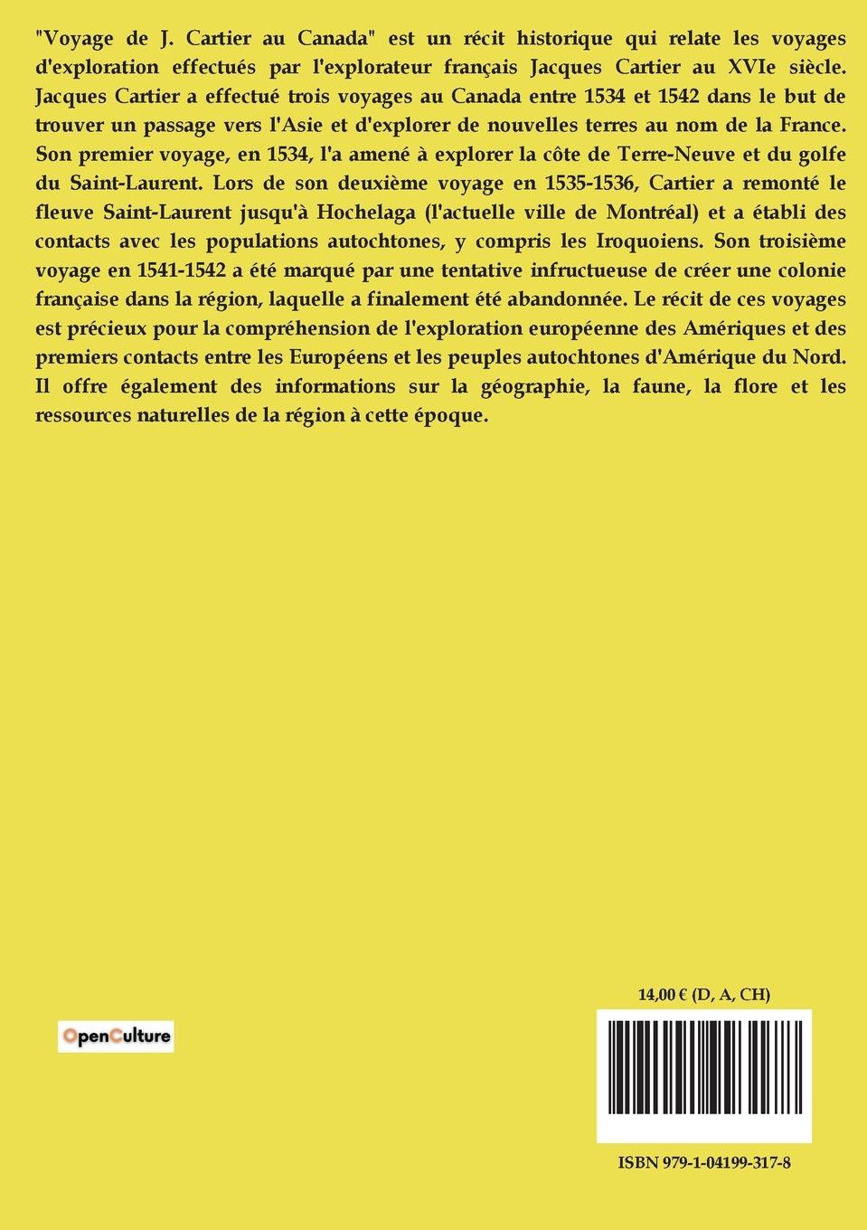 Rückseitencover Voyage de J. Cartier au Canada