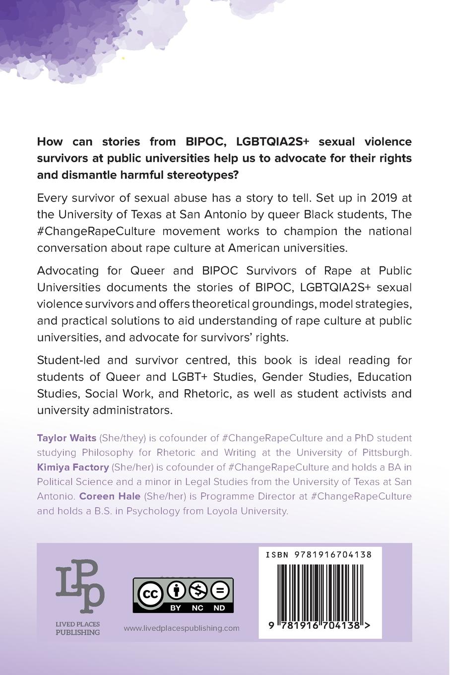 Rückseitencover Advocating for Queer and BIPOC Survivors of Rape at Public Universities