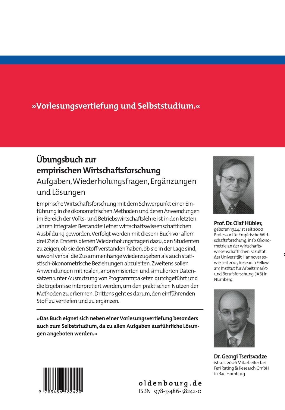 Rückseitencover Übungsbuch zur empirischen Wirtschaftsforschung
