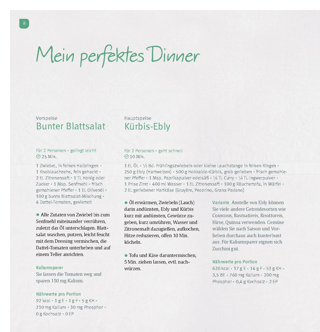 Beispielinhalt (Bild) Köstlich essen Nierenerkrankungen