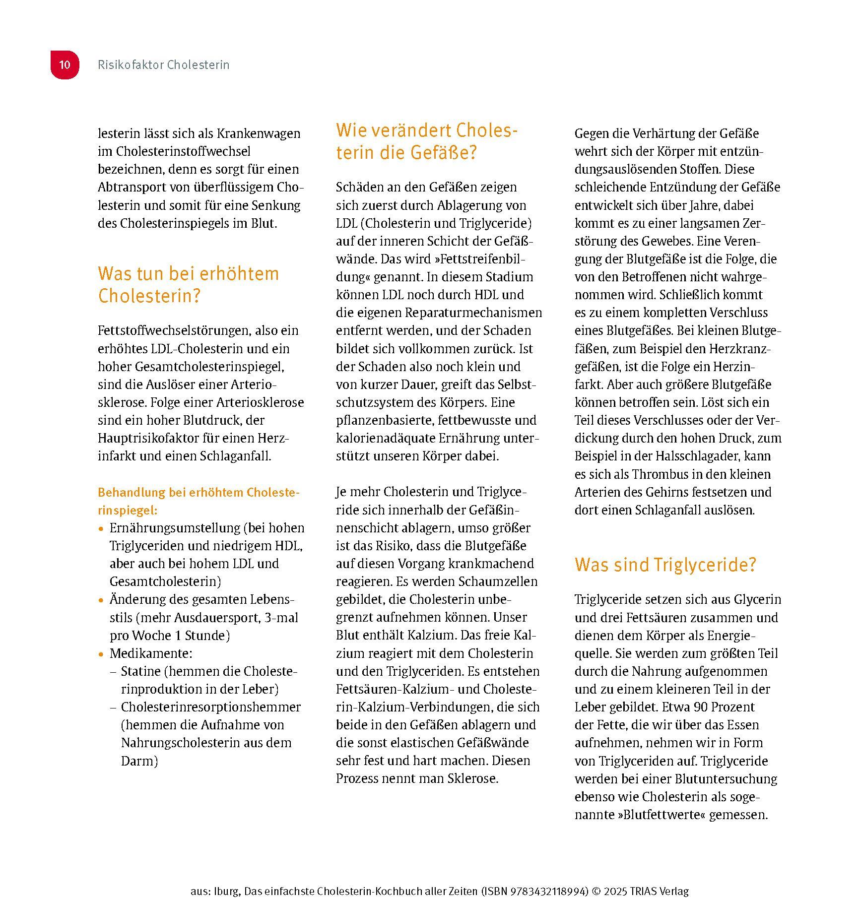 Beispielinhalt (Bild) Das einfachste Cholesterin-Kochbuch aller Zeiten