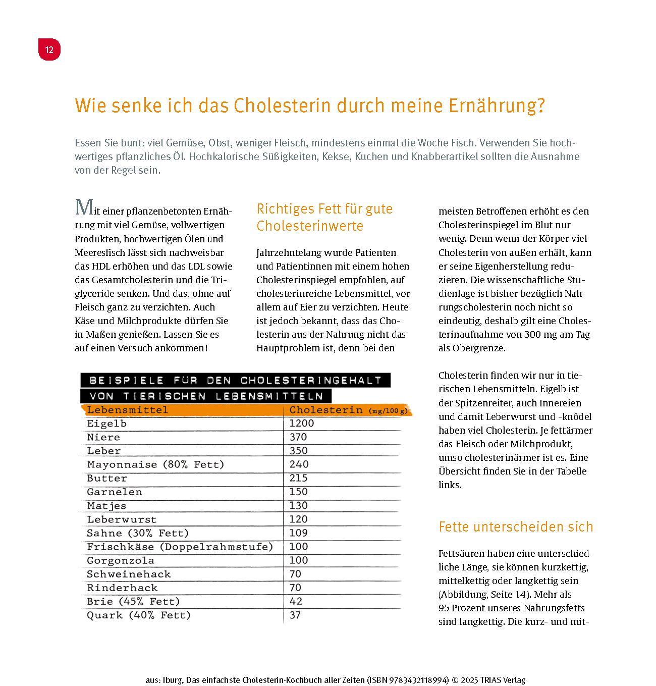 Beispielinhalt (Bild) Das einfachste Cholesterin-Kochbuch aller Zeiten