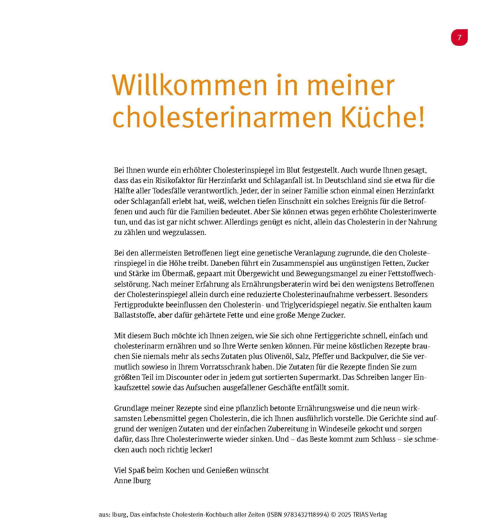 Beispielinhalt (Bild) Das einfachste Cholesterin-Kochbuch aller Zeiten