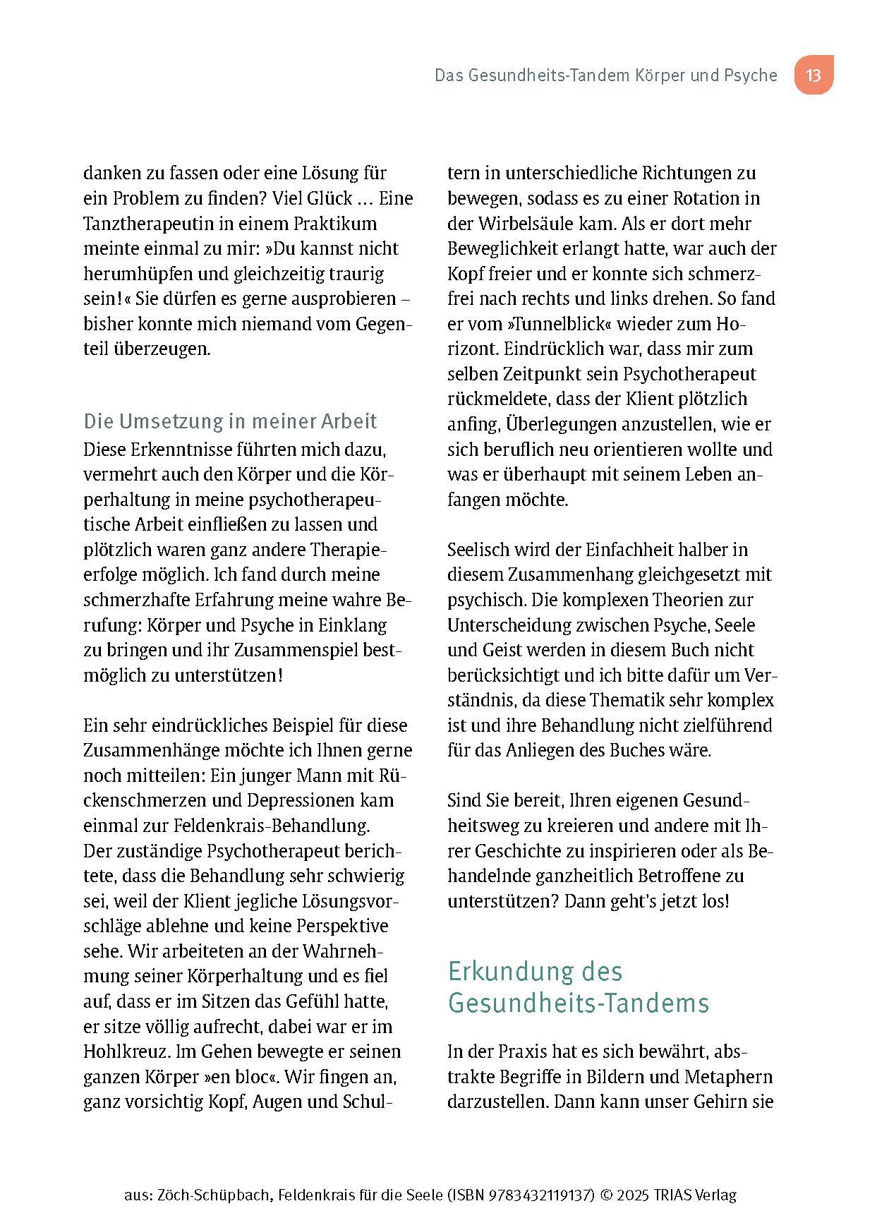 Beispielinhalt (Bild) Feldenkrais für die Seele