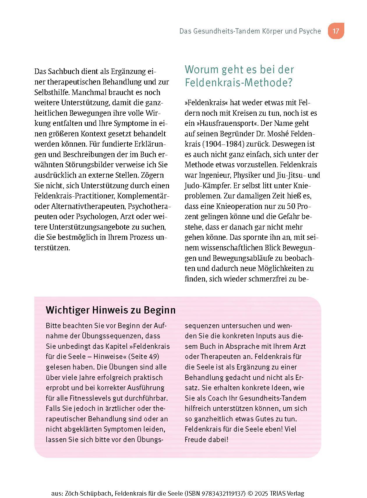 Beispielinhalt (Bild) Feldenkrais für die Seele