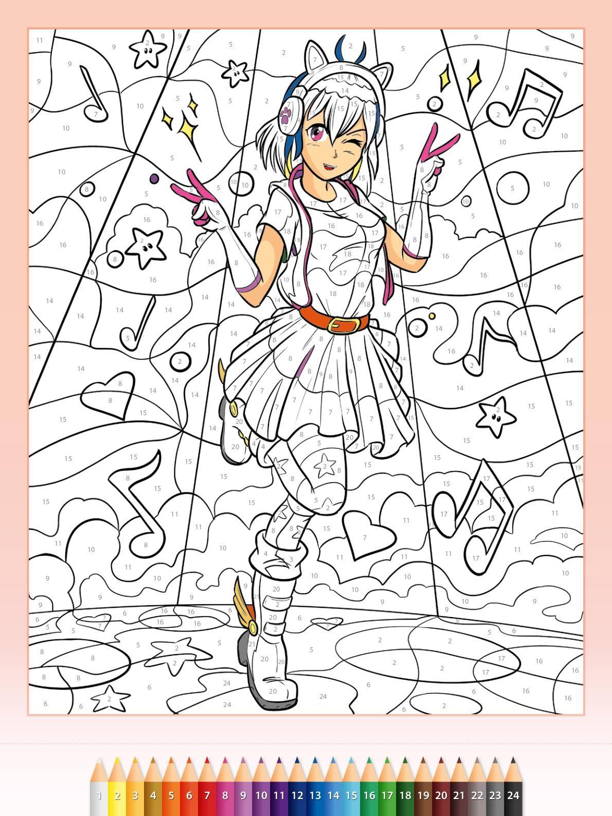 Beispielinhalt (Bild) Malen nach Zahlen Manga