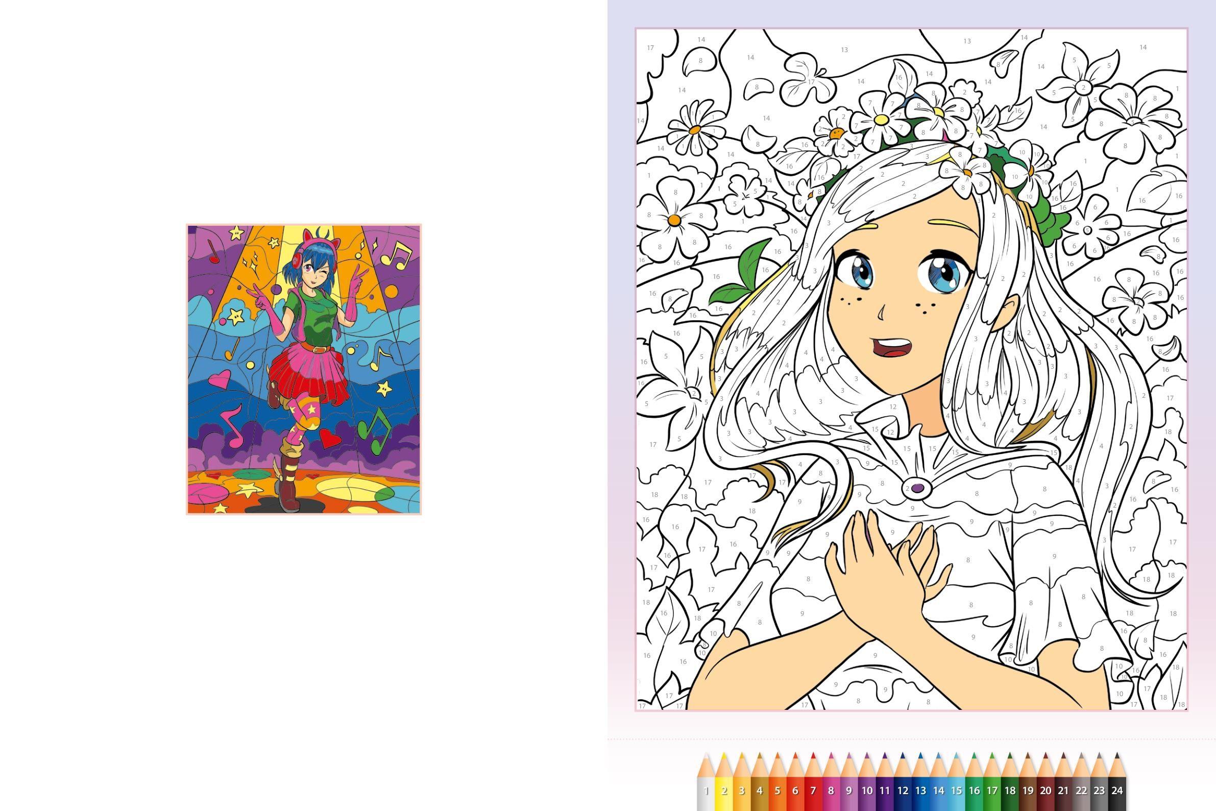 Beispielinhalt (Bild) Malen nach Zahlen Manga