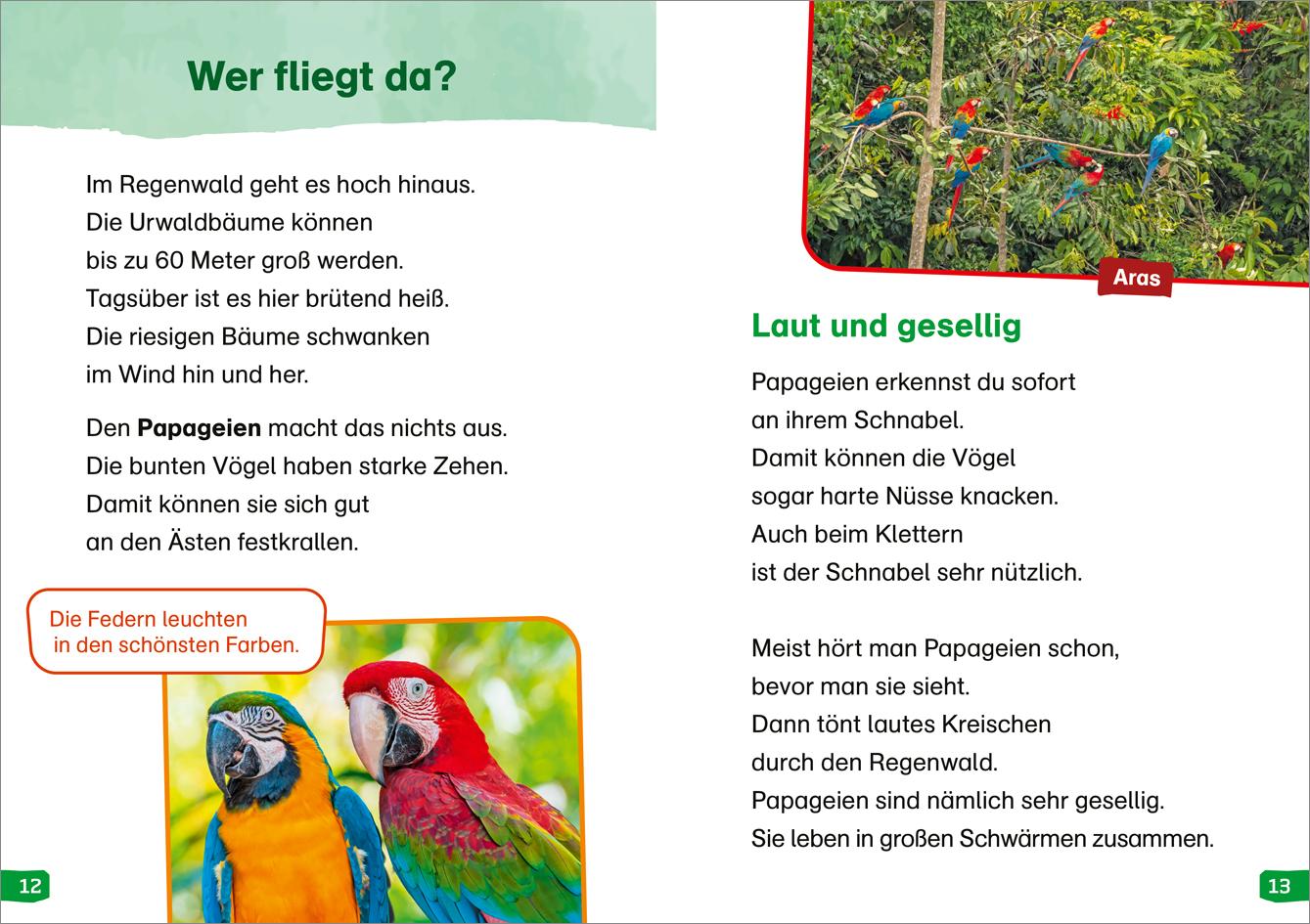 Beispielinhalt (Bild) WAS IST WAS Erstes Lesen easy! Band 18. Tiere im Regenwald