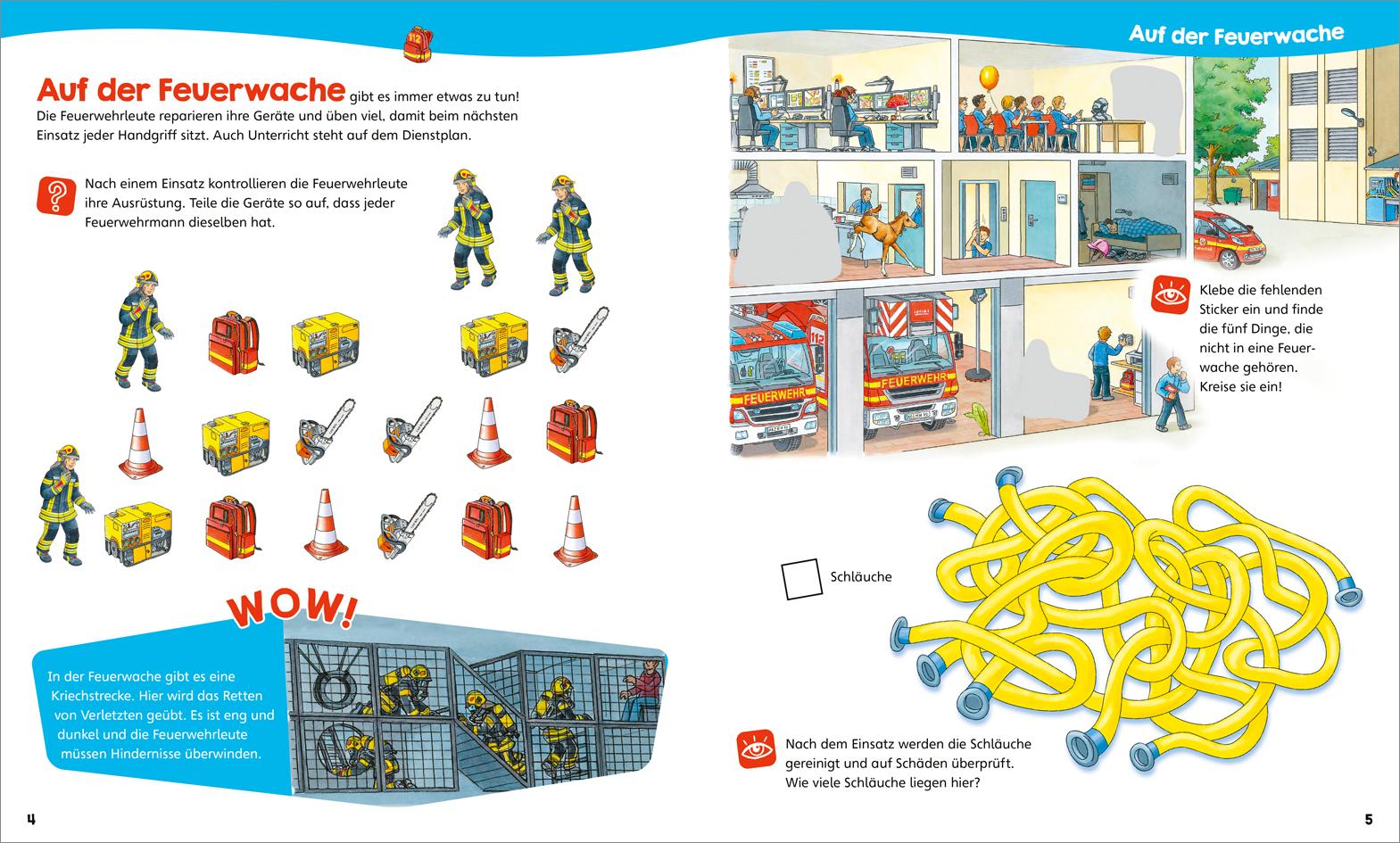 Beispielinhalt (Bild) WAS IST WAS Junior Mitmach-Heft Feuerwehr