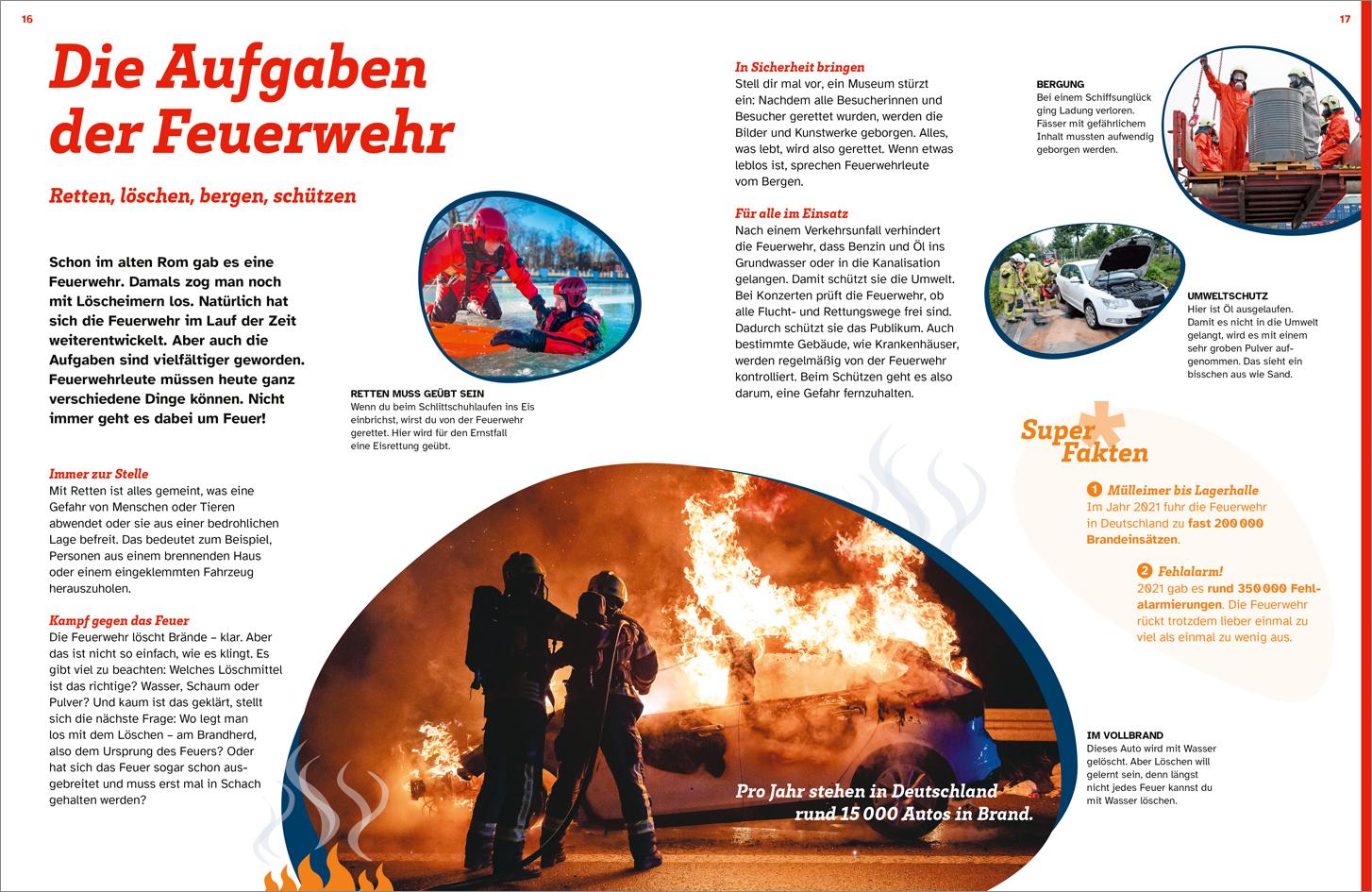 Beispielinhalt (Bild) WAS IST WAS Feuerwehr. Mit vollem Einsatz