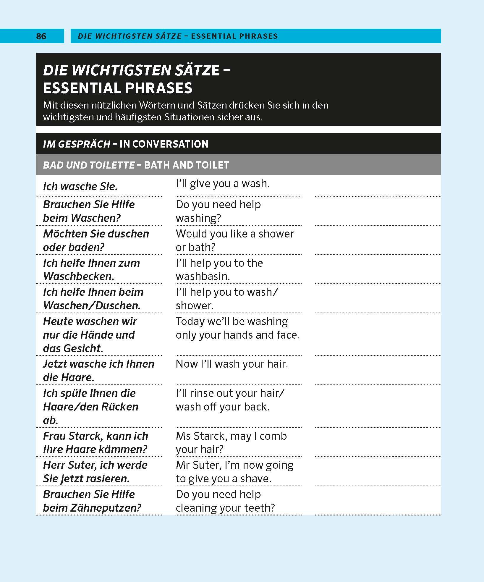 Beispielinhalt (Bild) PONS Bildwörterbuch Deutsch für Pflegekräfte
