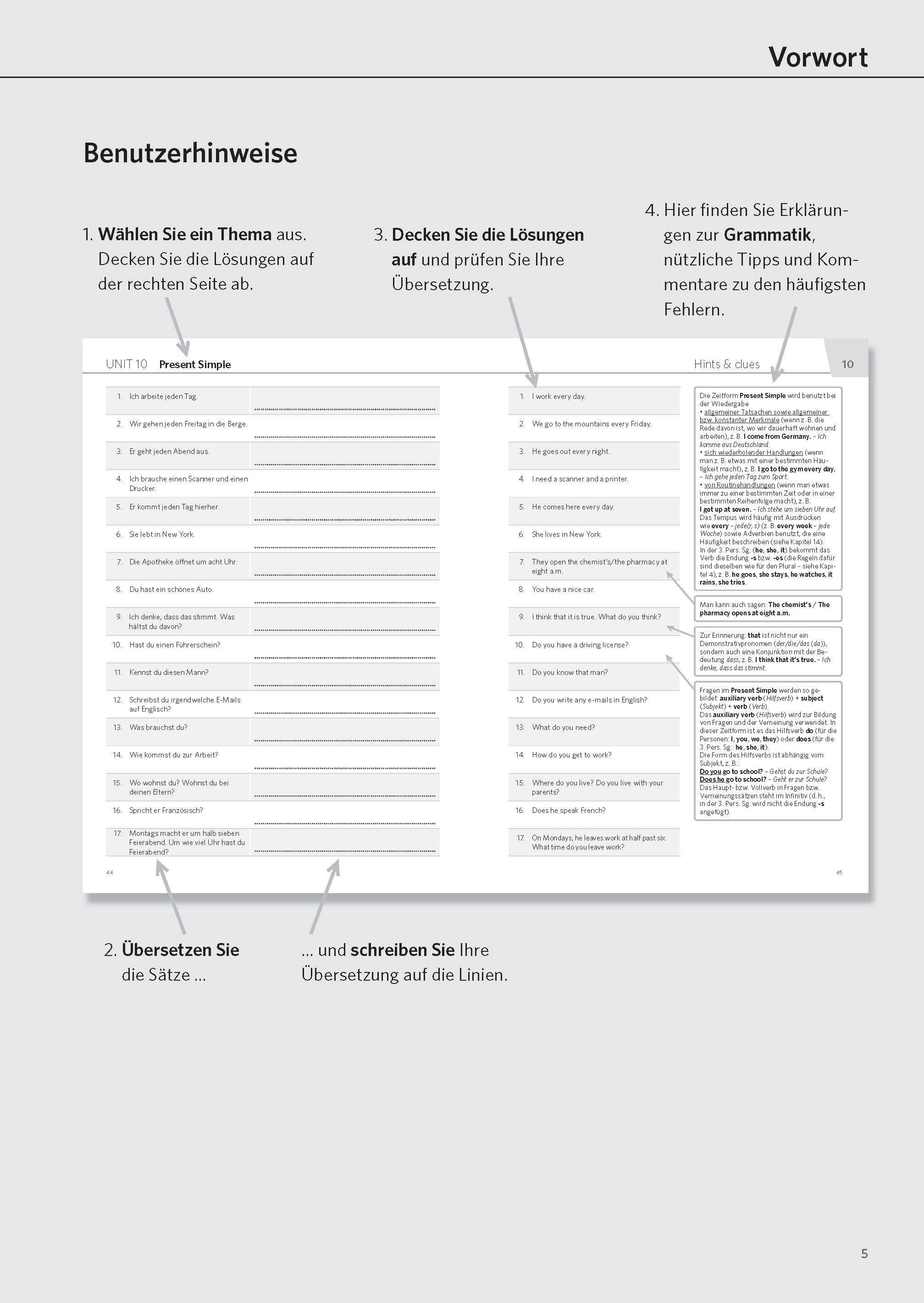 Beispielinhalt (Bild) PONS Satz für Satz Englisch A1