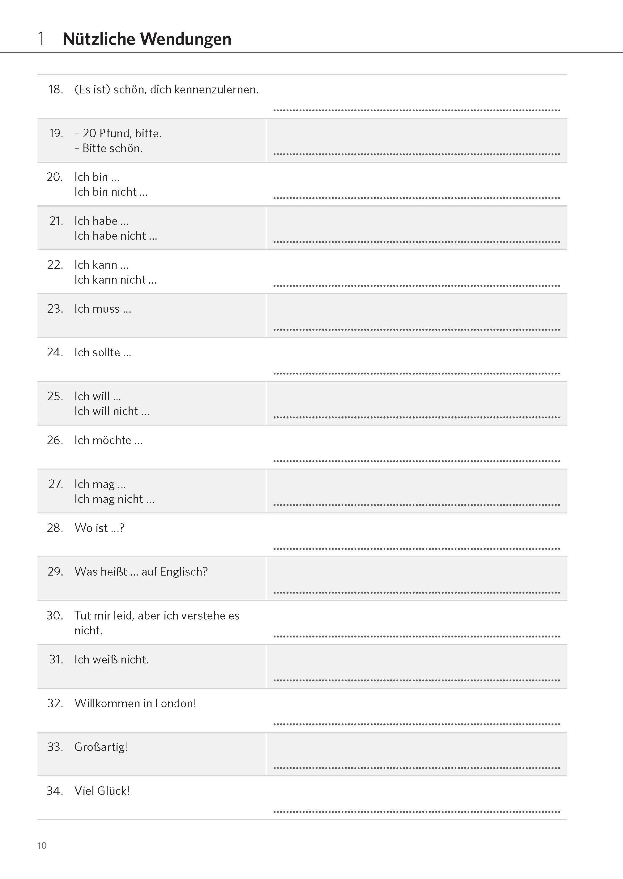 Beispielinhalt (Bild) PONS Satz für Satz Englisch A1