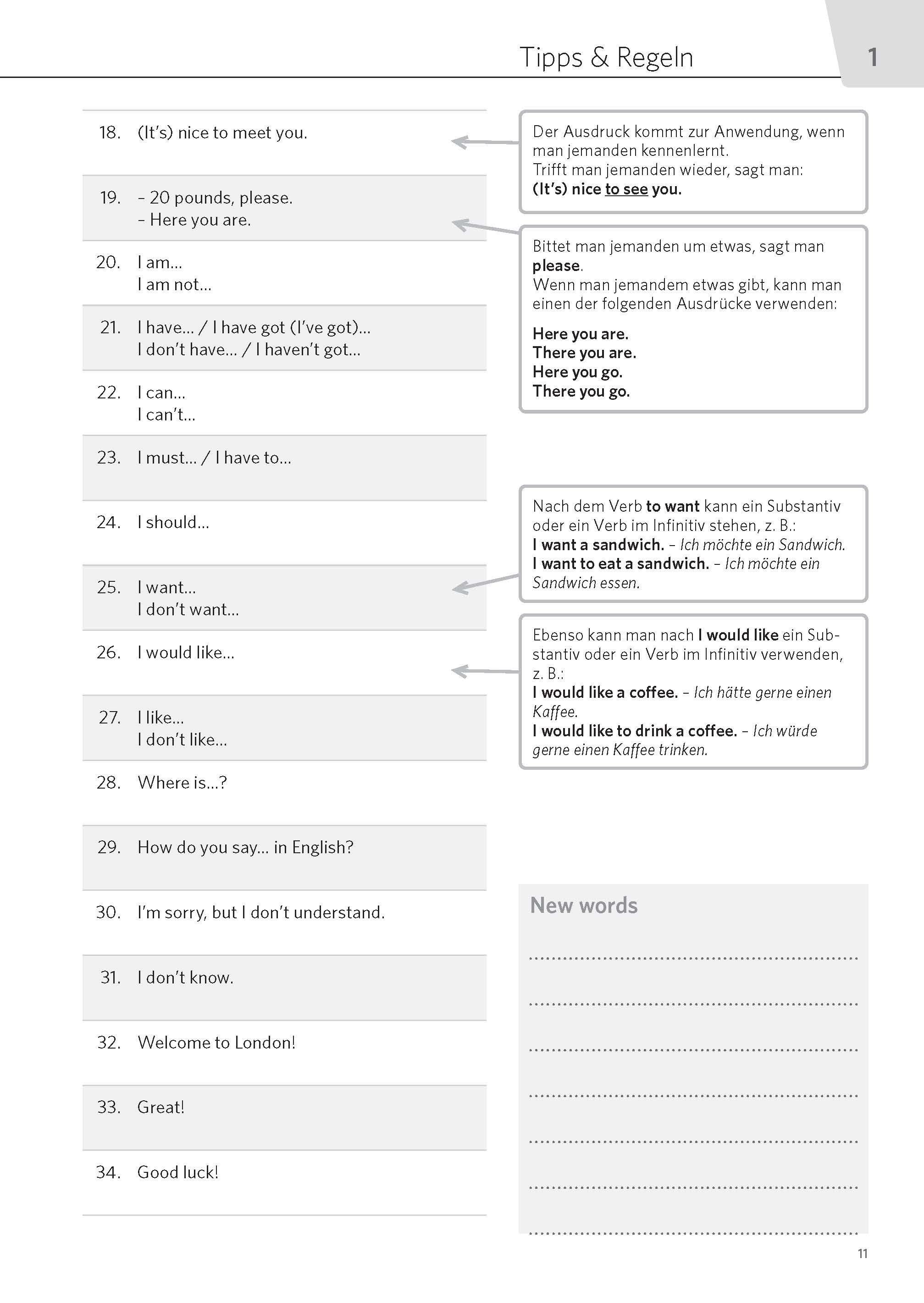 Beispielinhalt (Bild) PONS Satz für Satz Englisch A1