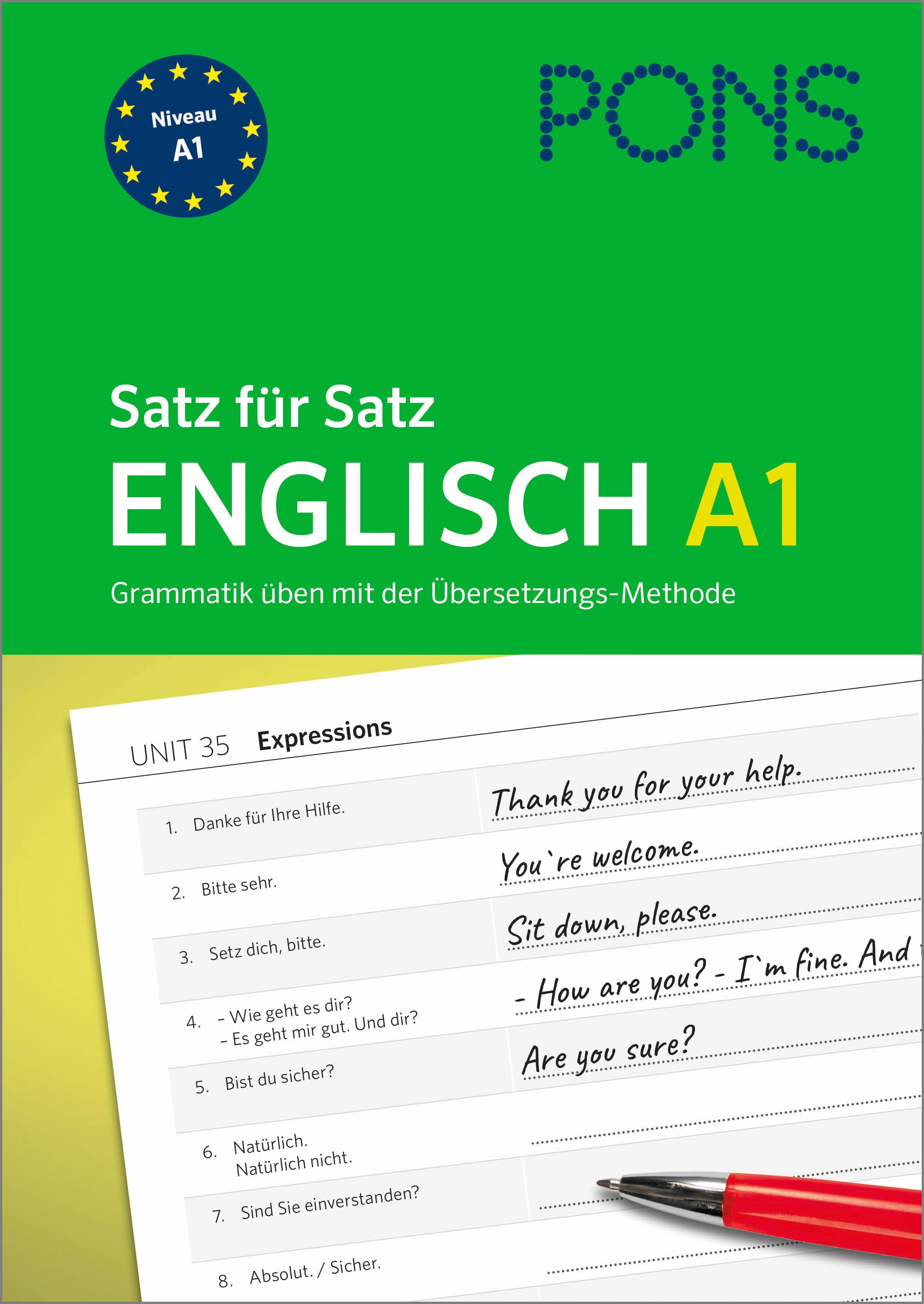 Vorderes Coverbild PONS Satz für Satz Englisch A1